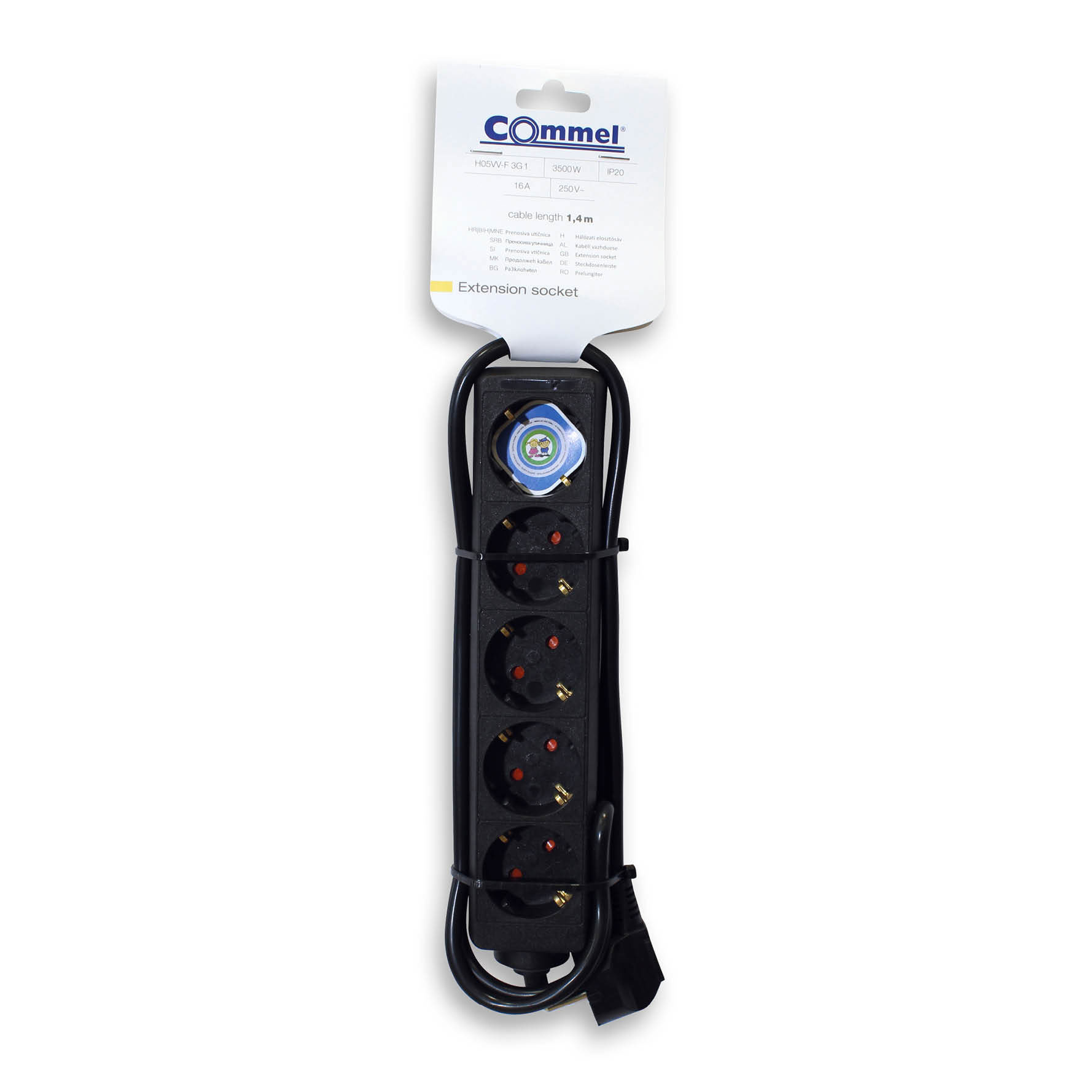COMMEL produžni kabel 1,4m 5x utičnica 16A crni 232-521 - Slika 2