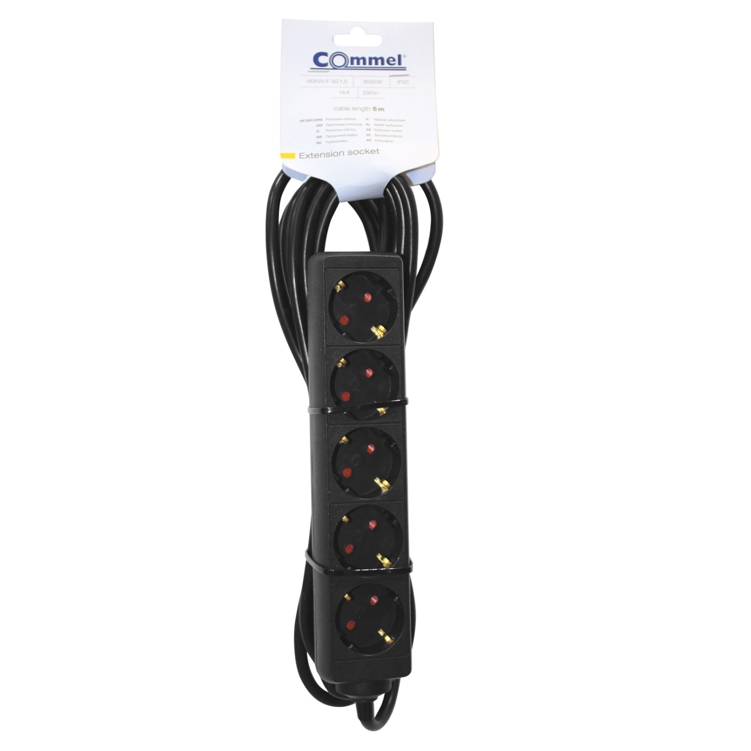 COMMEL produžni kabel 5m 5x utičnica 16A crni 232-523 - Slika 2
