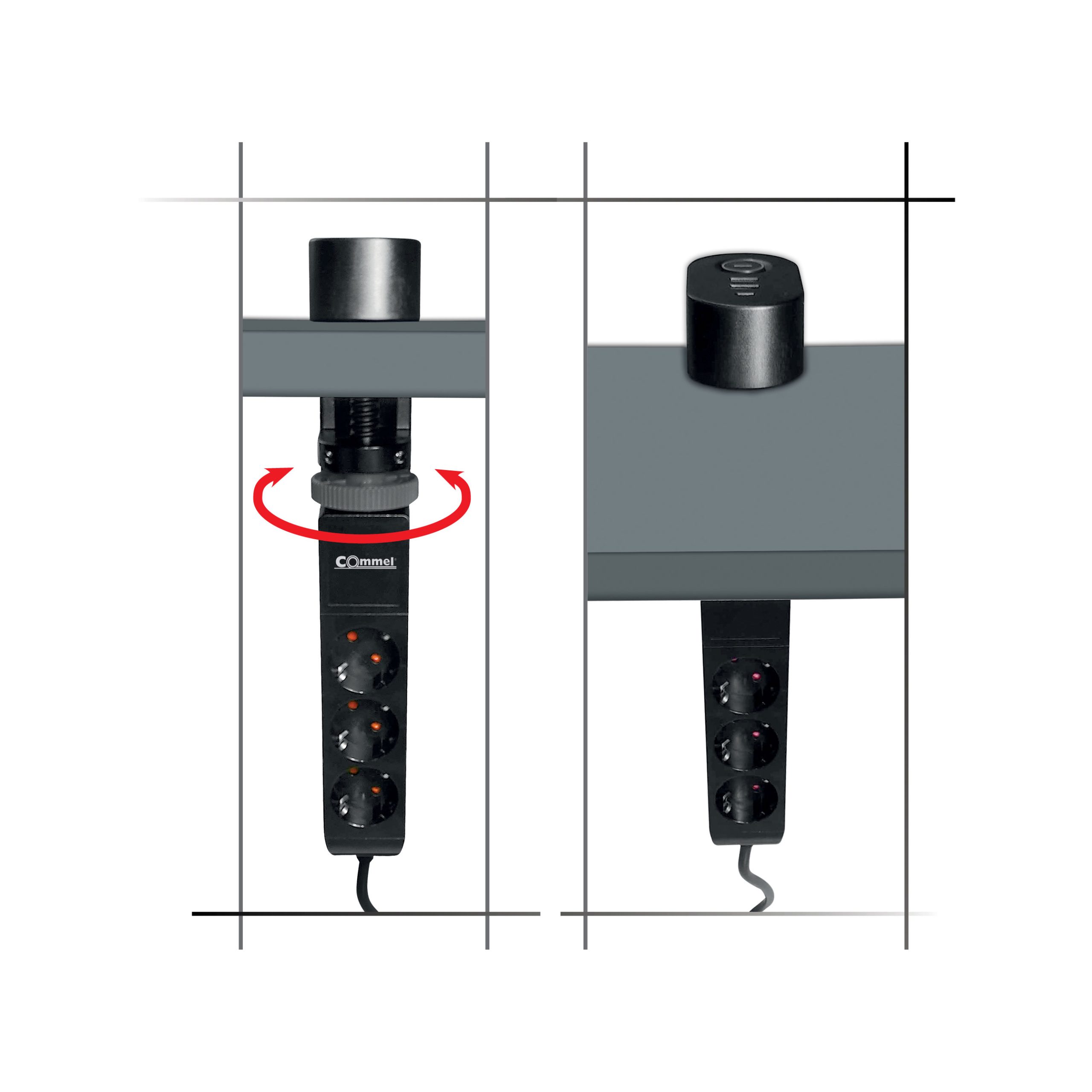 COMMEL ugradbena utičnica 1,4m 3x utičnica 2xUSB 16A crna 235-130 - Slika 2