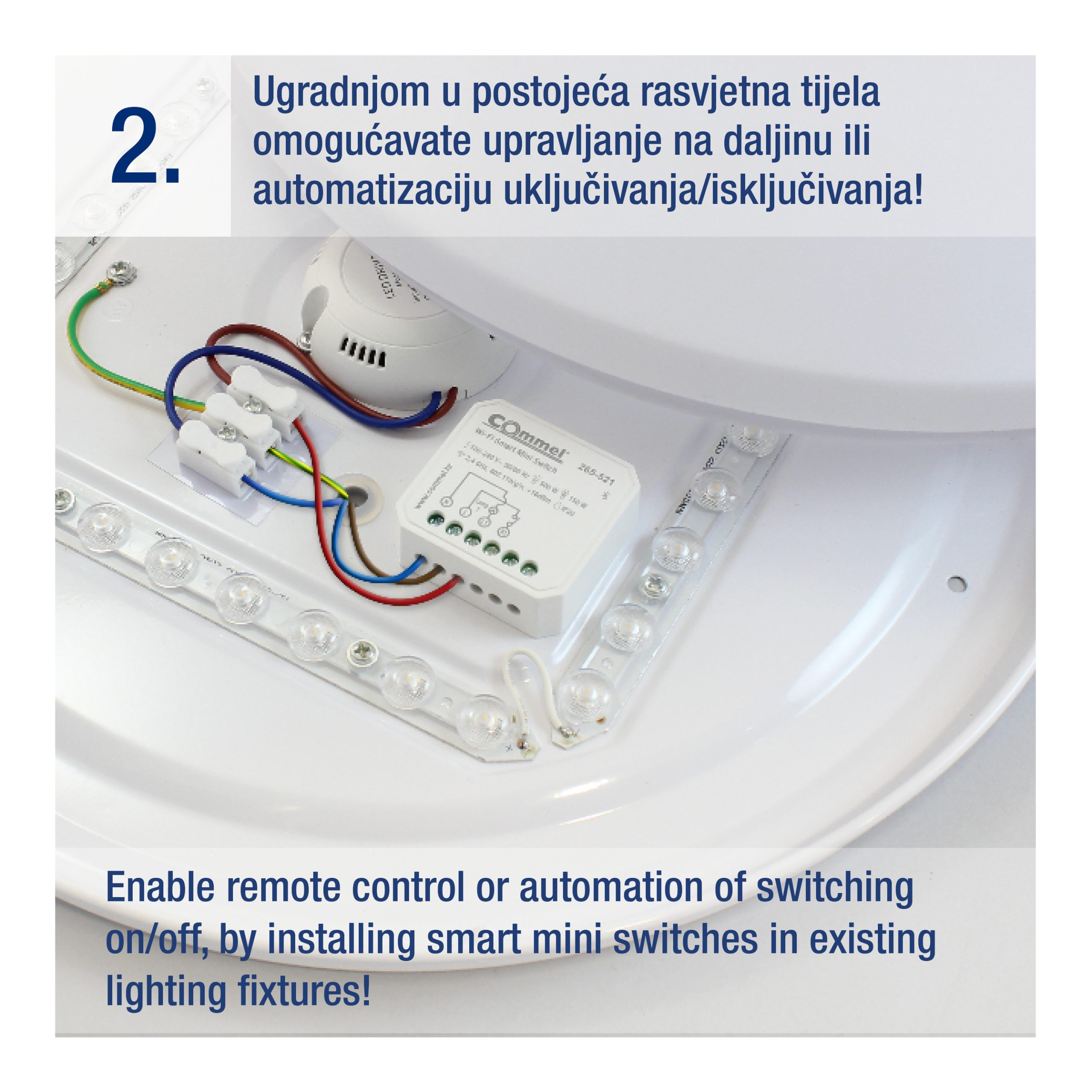 COMMEL mini Wi-Fi switch 5A dvostruki bijeli 265-522 - Slika 4
