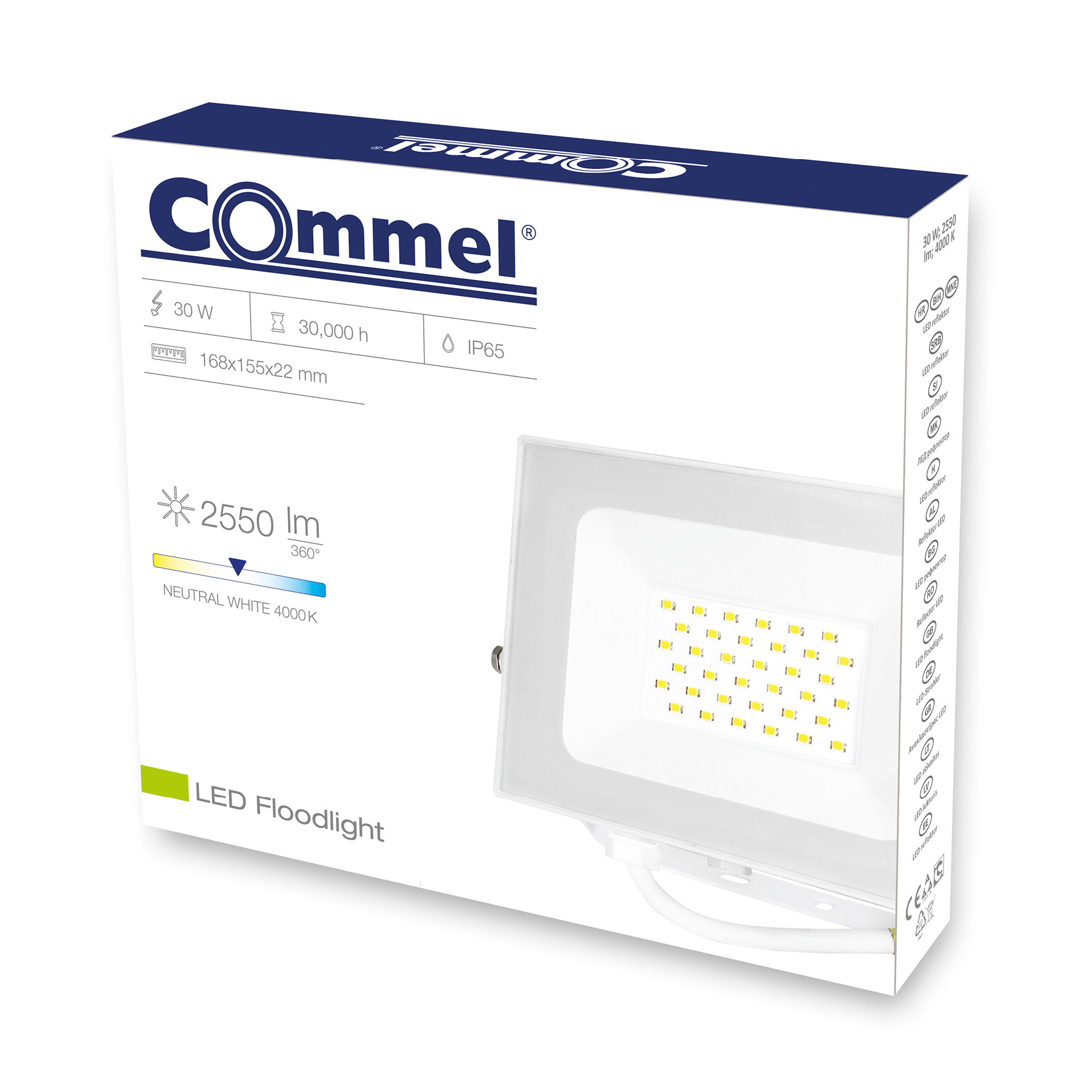 COMMEL LED reflektor 30W 4000k 2550lm bijeli 306-139 - Slika 2