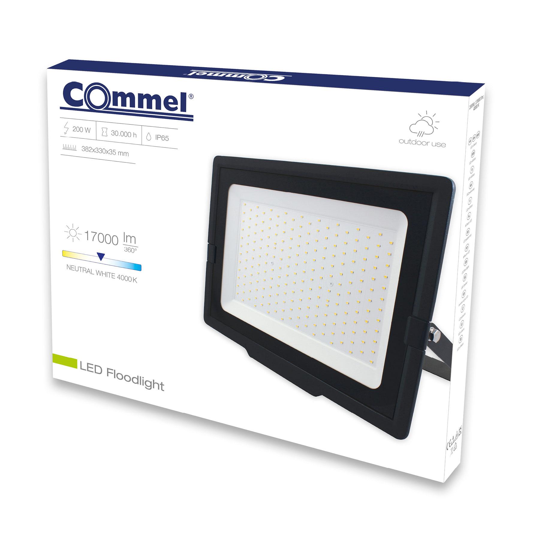 COMMEL LED reflektor 200W 4000K 17000lm crni 306-202 - Slika 2