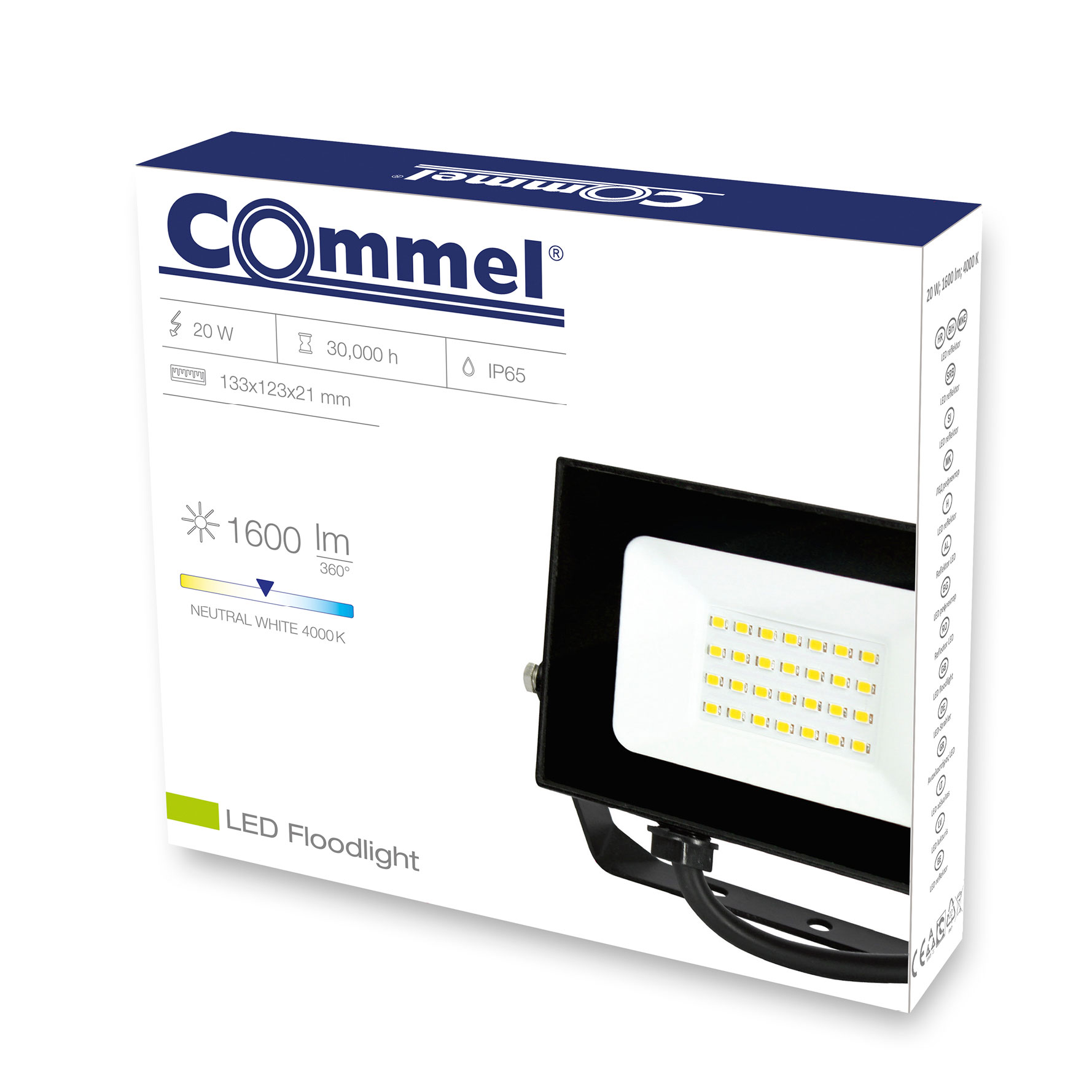 COMMEL LED reflektor 20W 4000K 1600lm crni 306-229 - Slika 2