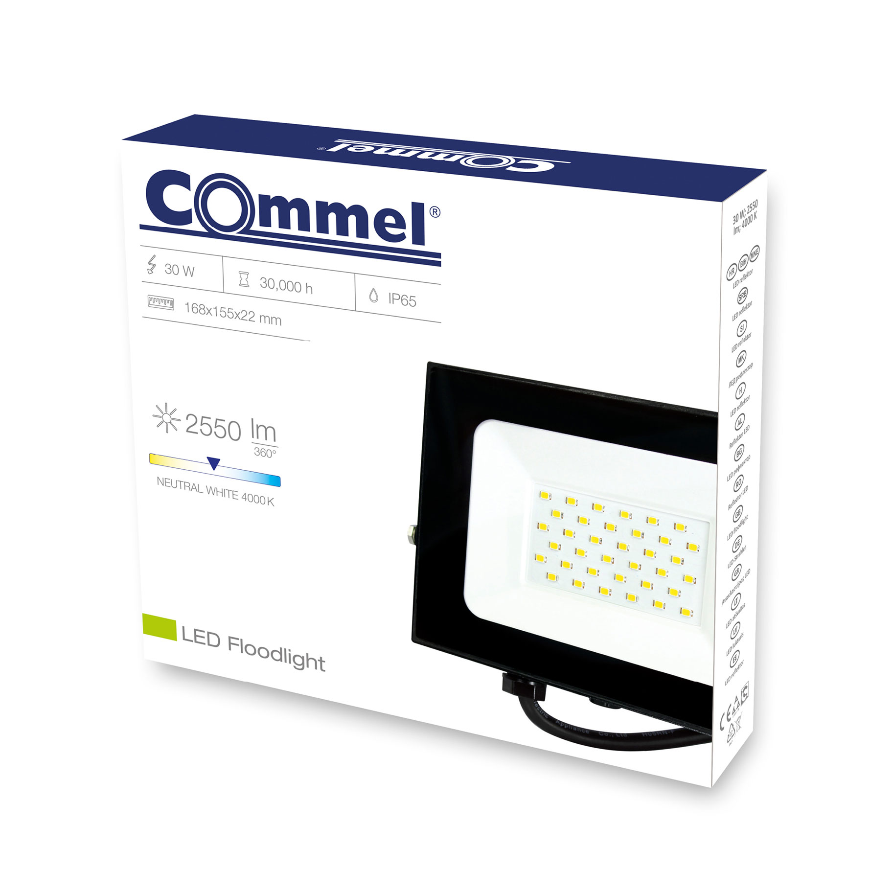 COMMEL LED reflektor 30W 4000K 2550lm crni 306-239 - Slika 2