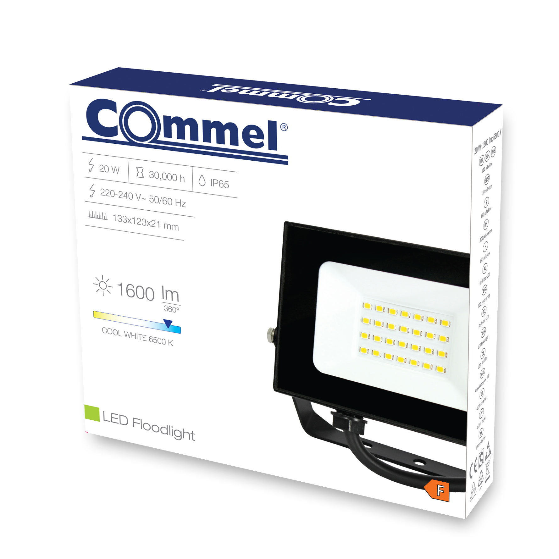 COMMEL LED reflektor 20W 6500K 1600lm crni 306-302 - Slika 2