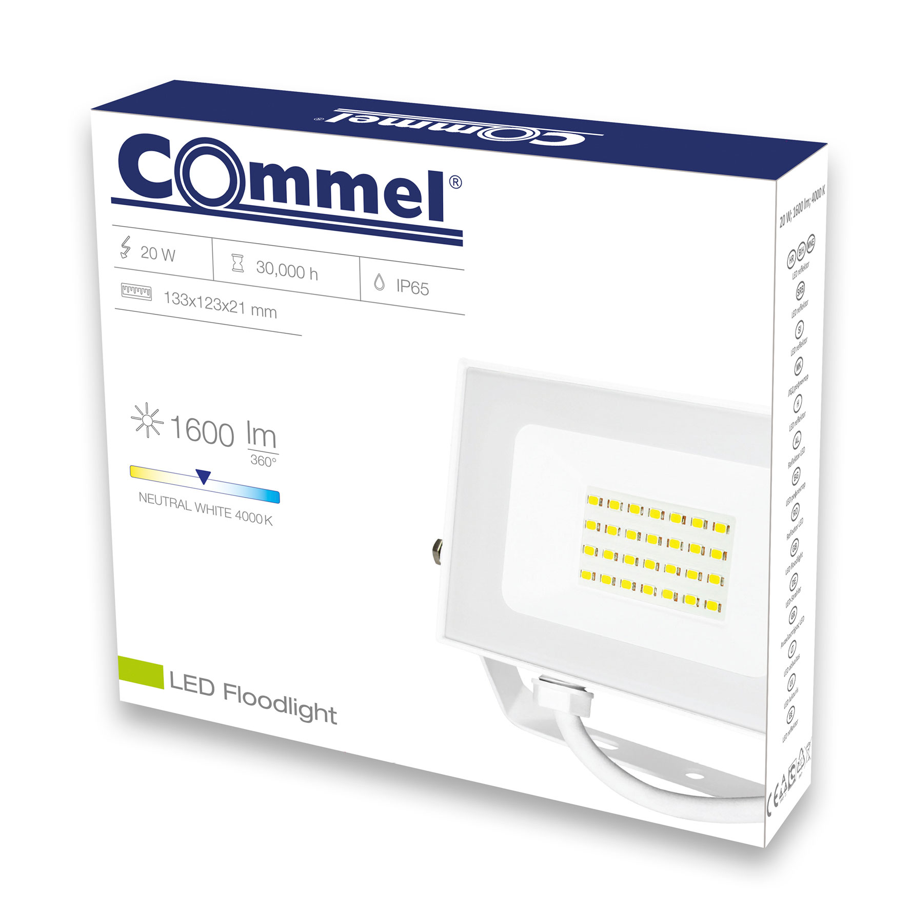 COMMEL LED reflektor 20W 4000K 1600lm detektor pokreta bijeli 307-129 - Slika 2