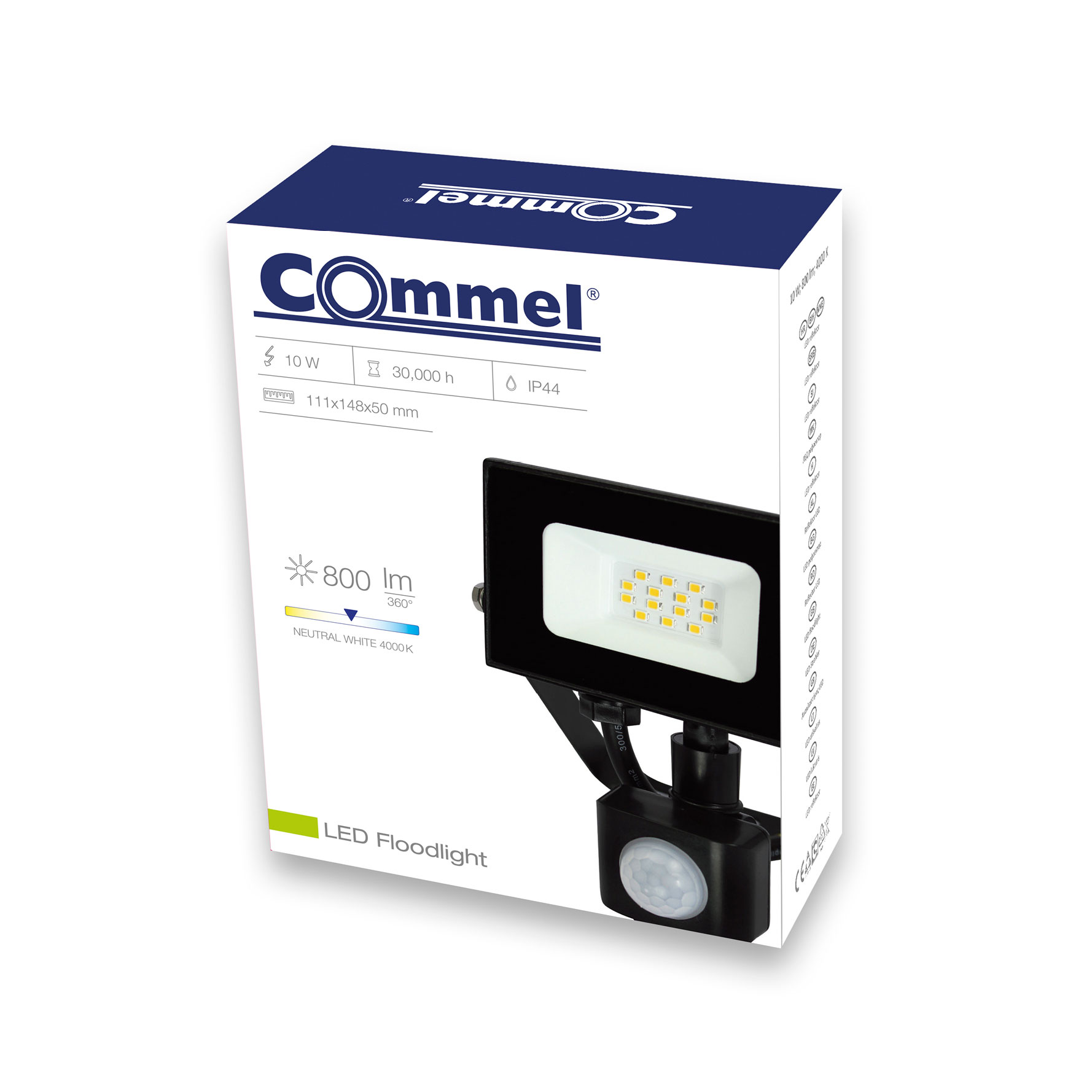 COMMEL LED reflektor 10W 4000K 800lm detektor pokreta crni 307-219 - Slika 2