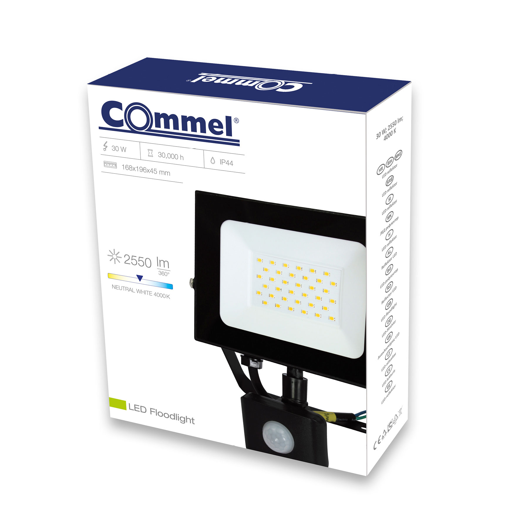 COMMEL LED reflektor 30W 4000K 2550lm detektor pokreta crni 307-239 - Slika 2