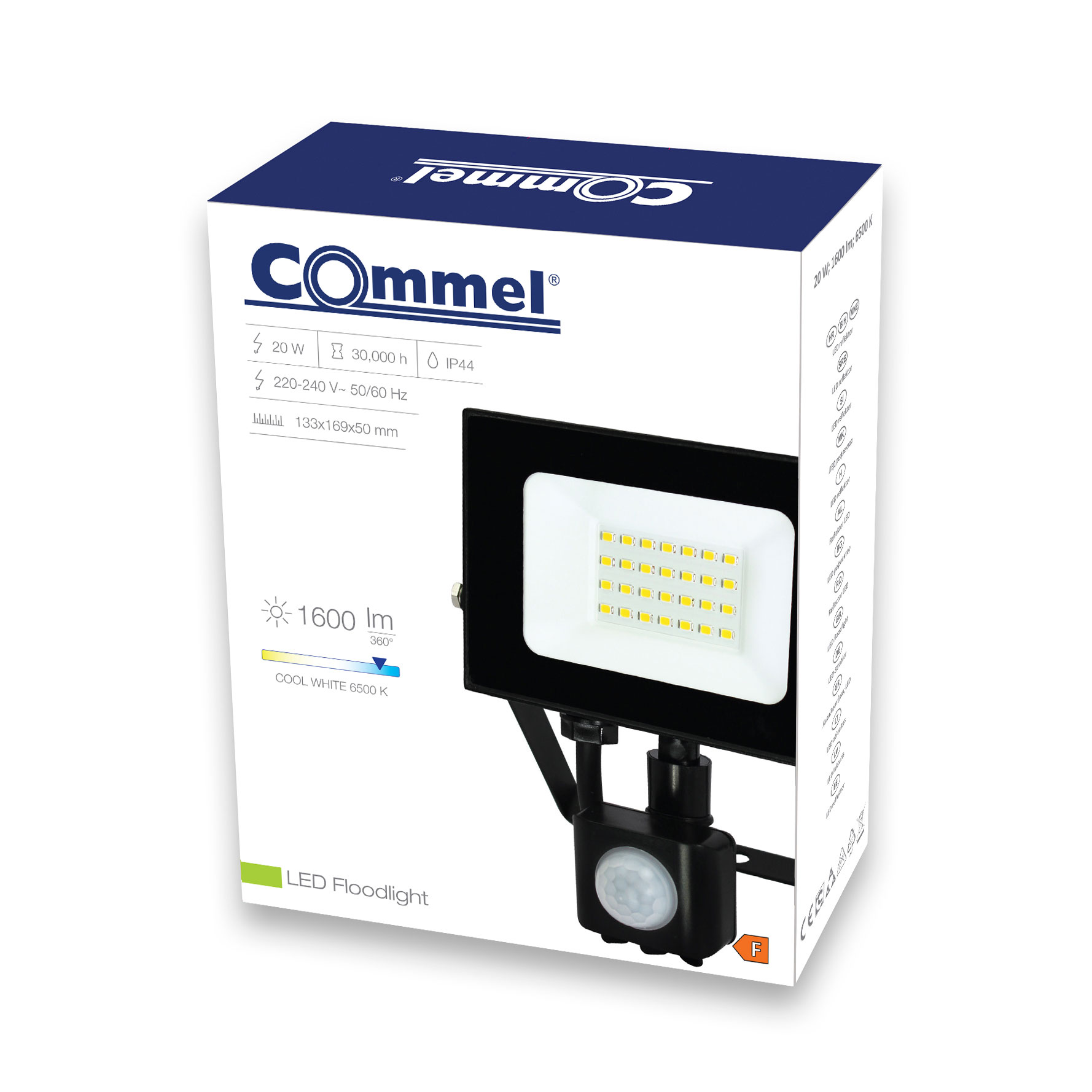 COMMEL LED reflektor 20W 6500K 1600lm detektor pokreta crni 307-302 - Slika 2