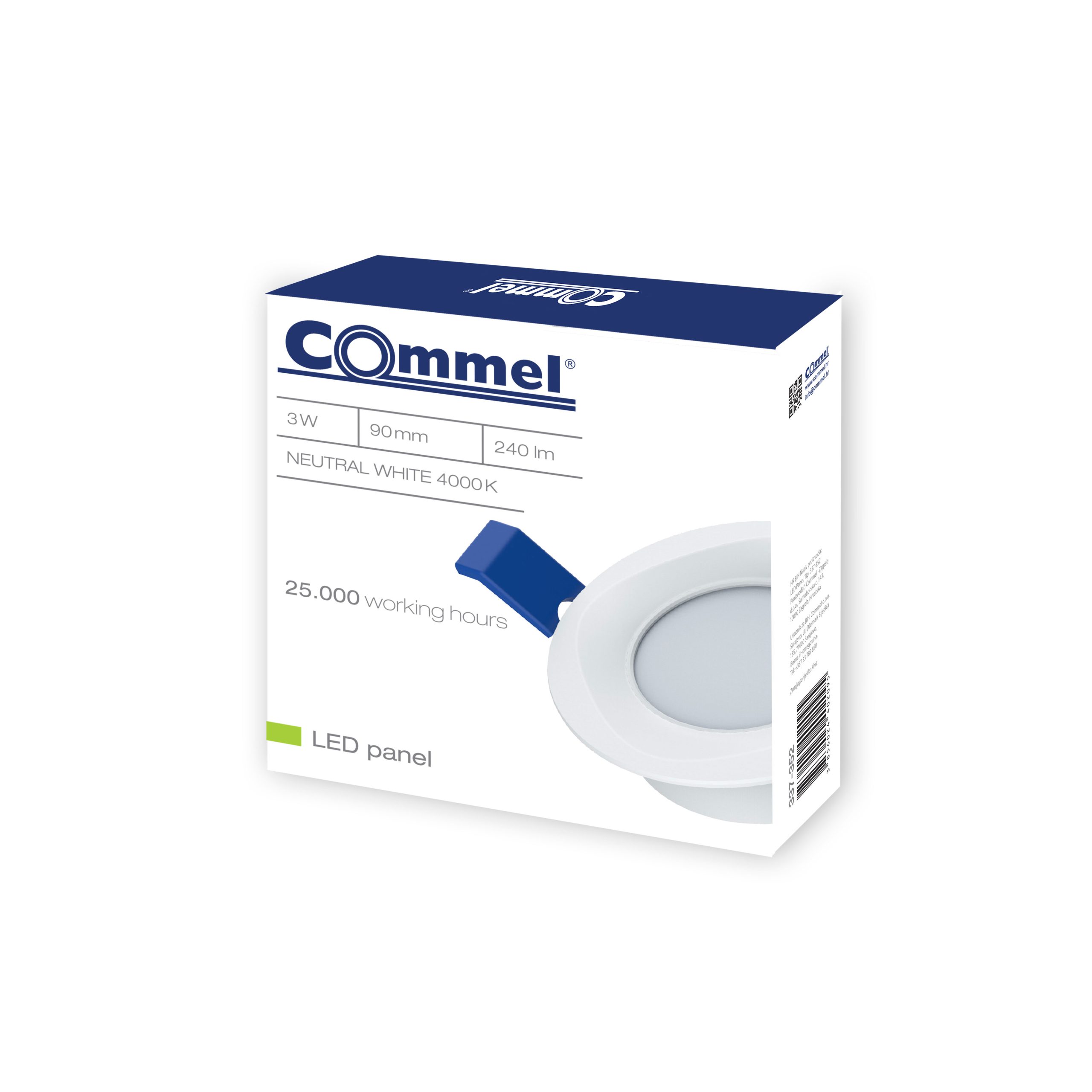COMMEL LED panel 3W, 4000K, 260lm, bijeli 337-352 - Slika 2