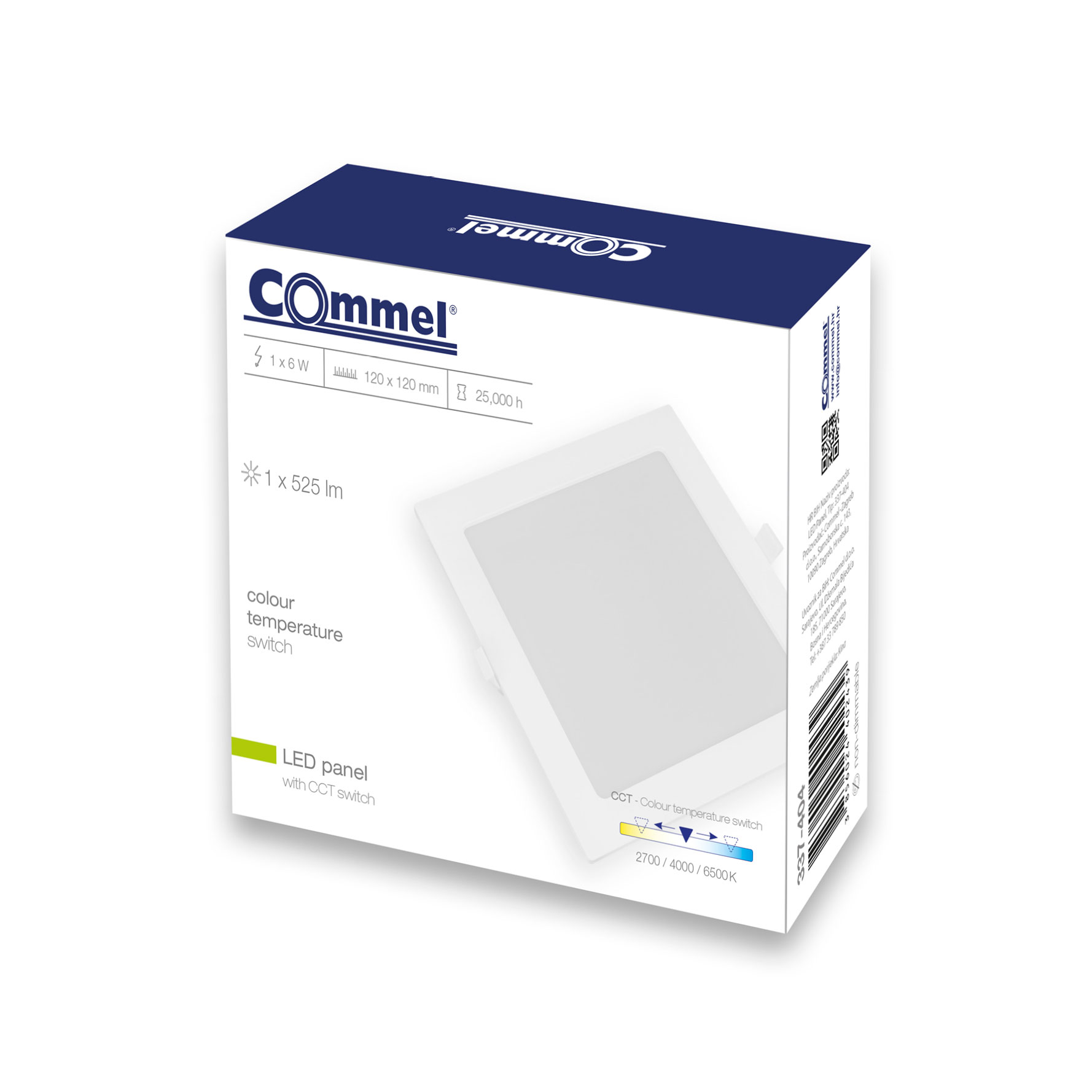 COMMEL LED panel 6W, 2700/4000/6500K, 525lm, sklopka, bijeli 337-404 - Slika 2