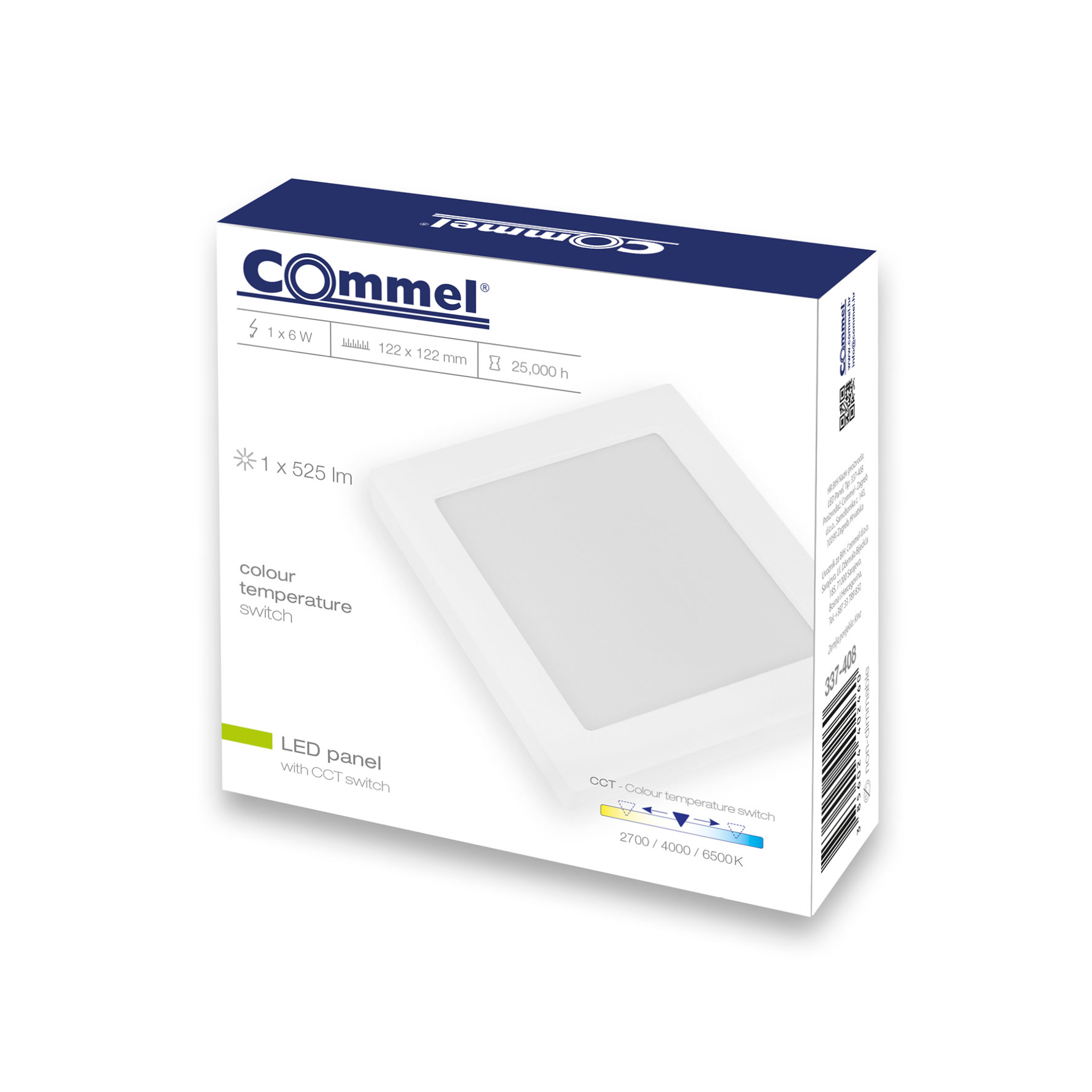 COMMEL LED panel 6W, 2700/4000/6500K, 525lm, sklopka, bijeli 337-408 - Slika 2