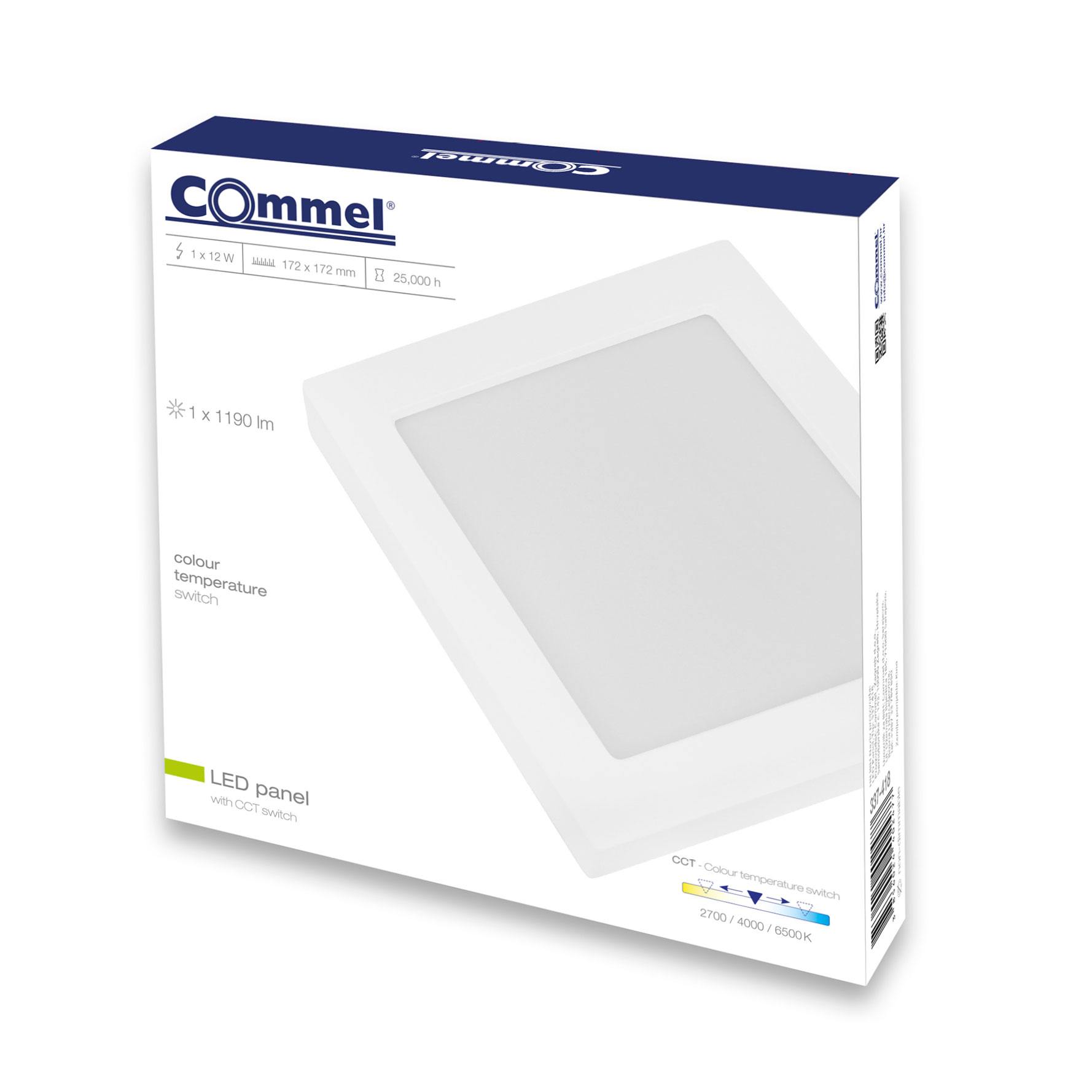 COMMEL LED panel 12W, 2700/4000/6500K, 1190lm, sklopka, bijeli 337-418 - Slika 2