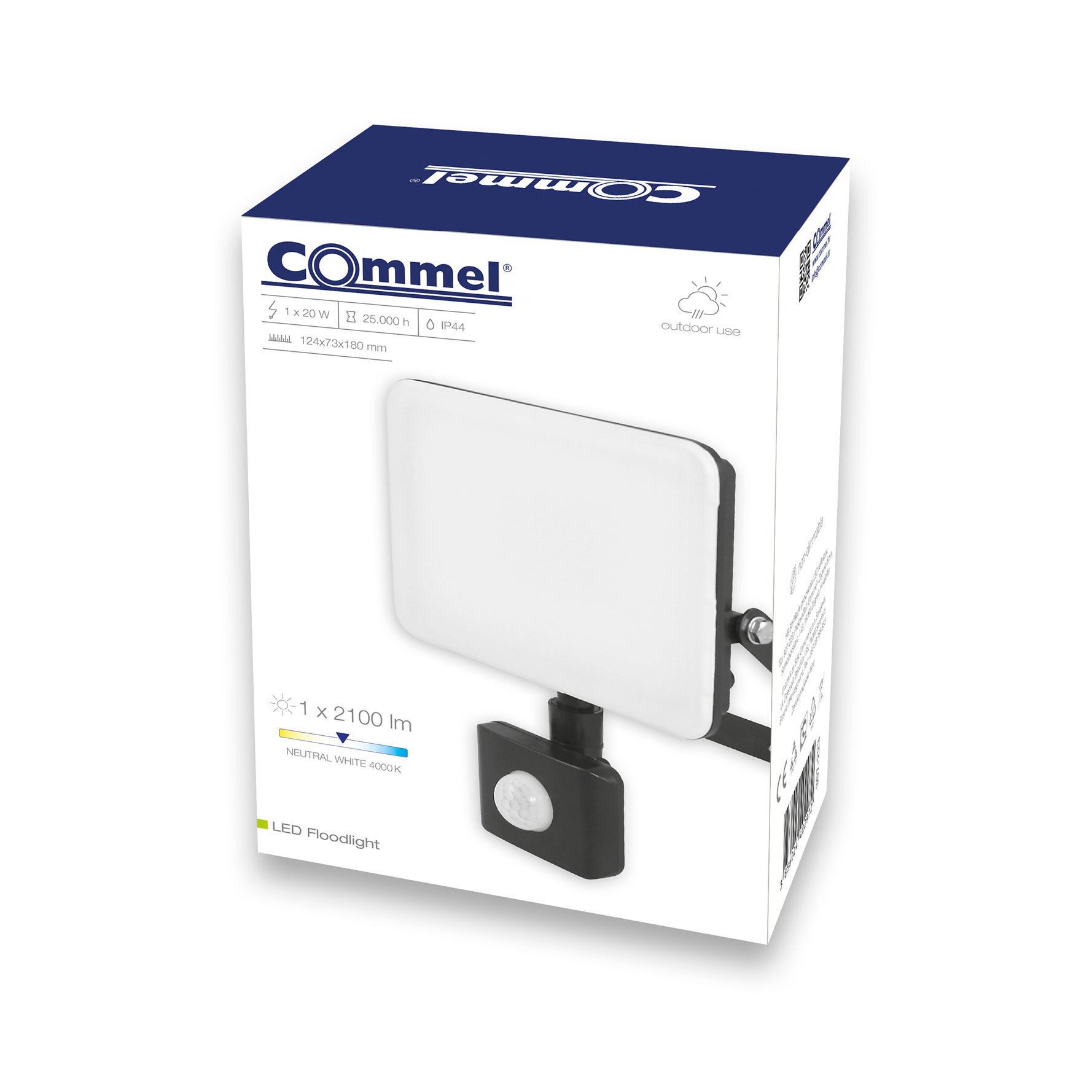 COMMEL LED reflektor 20W 4000K 2100lm detektor pokreta crni 307-223 - Slika 3