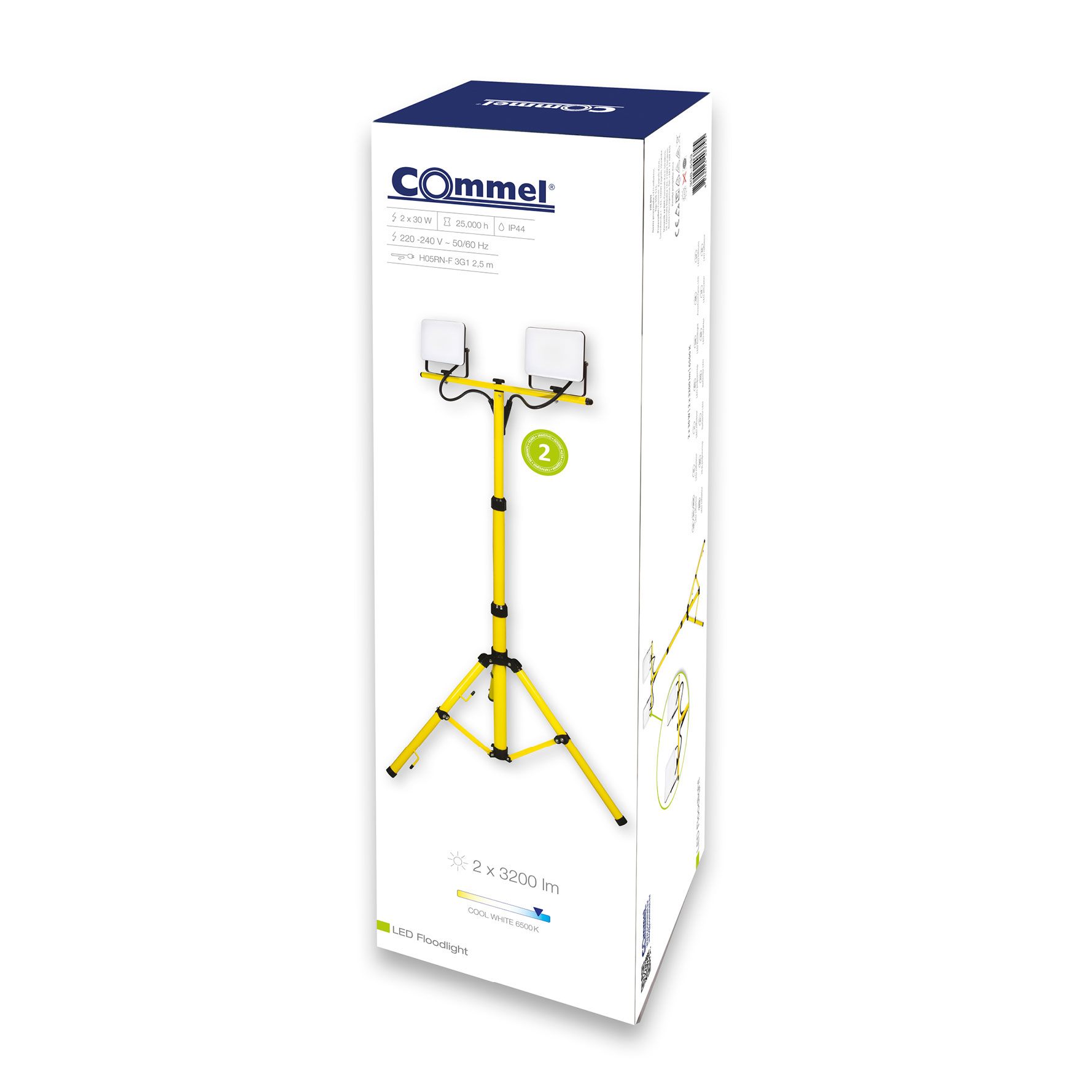 COMMEL LED reflektor na stalku 2x30W 6500K 2x3200lm crni 308-533 - Slika 3