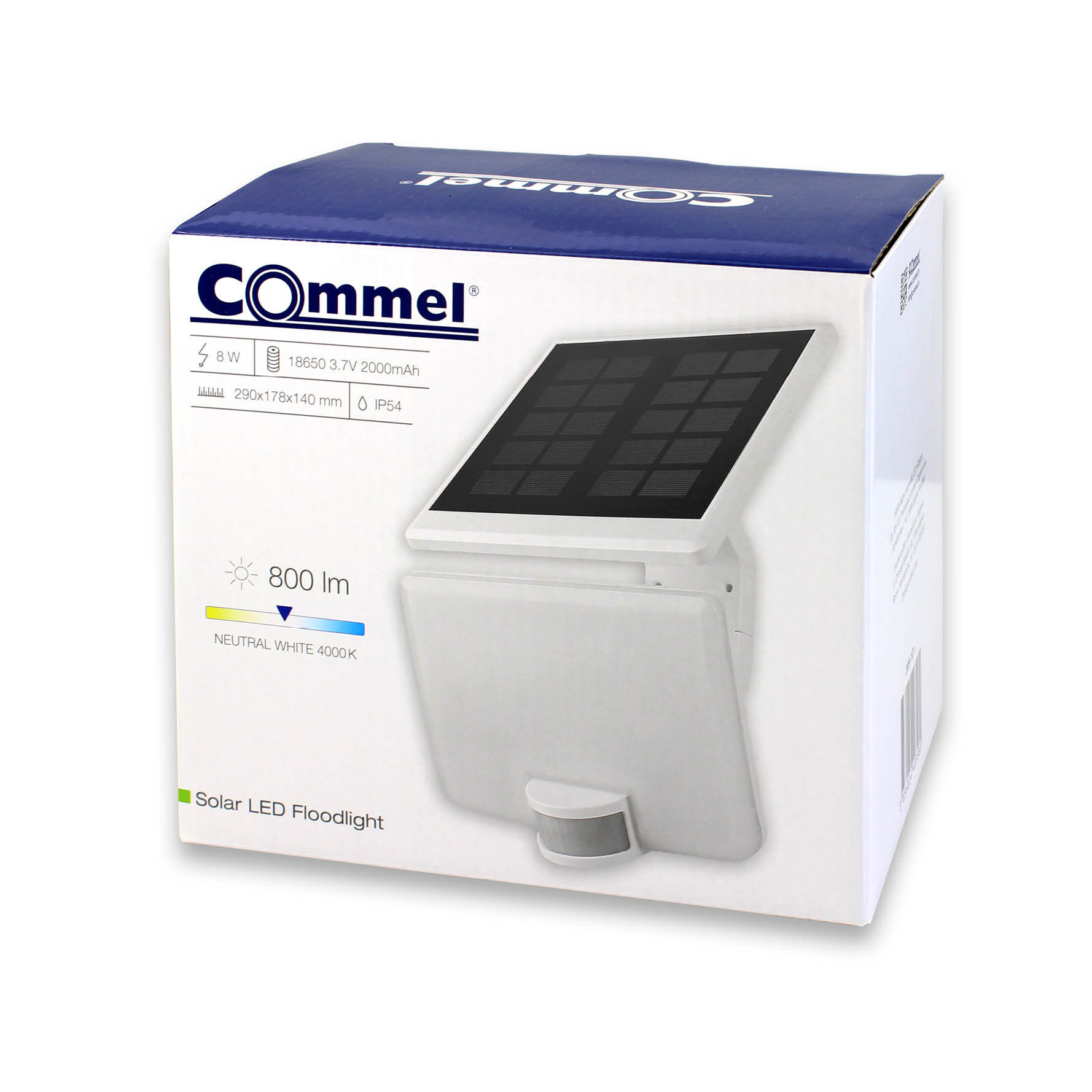 COMMEL LED solarni reflektor 8W 4000K 800lm detektor pokreta bijeli 309-101 - Slika 3