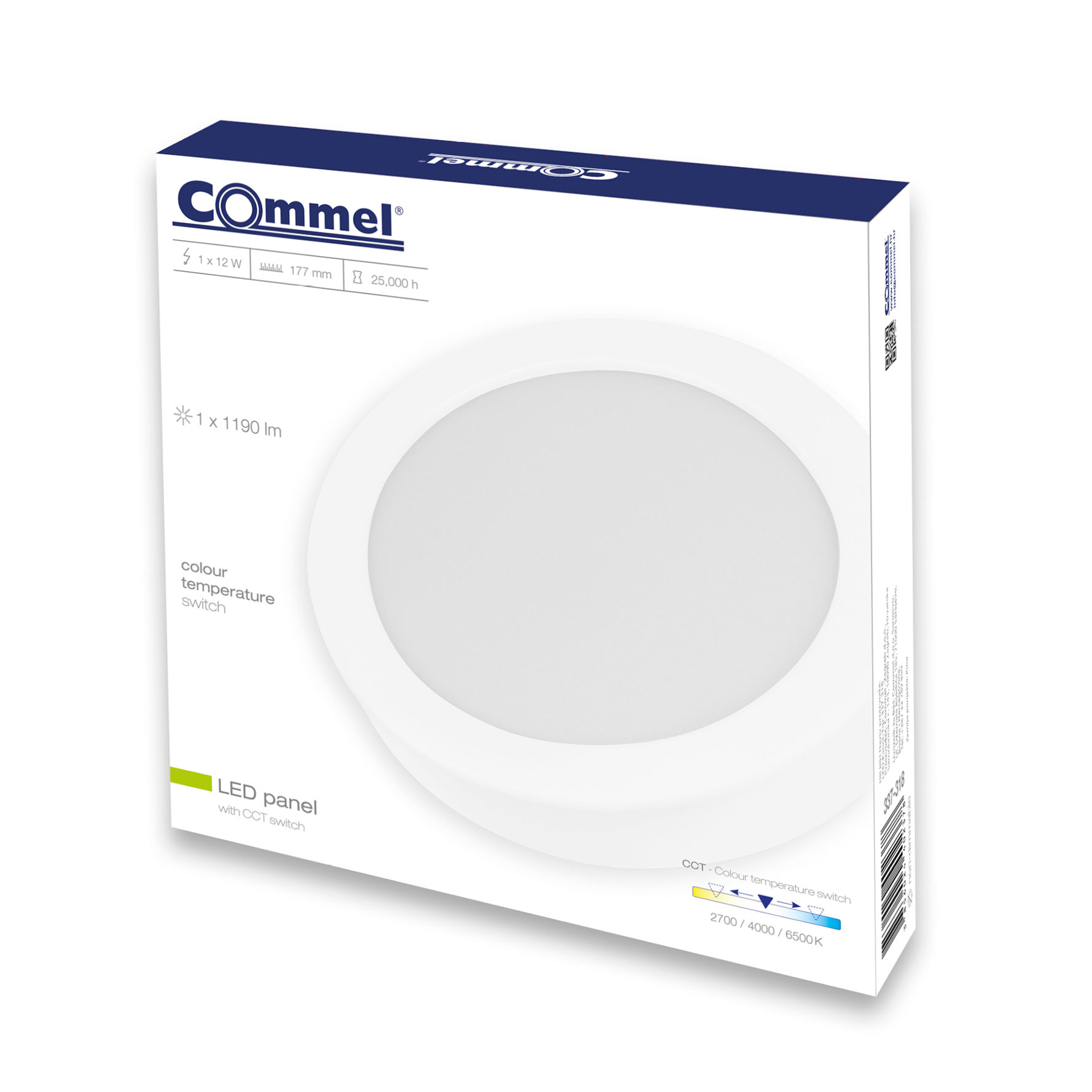 COMMEL LED panel 12W, 2700/4000/6500K, 1190lm, sklopka, bijeli 337-318 - Slika 2