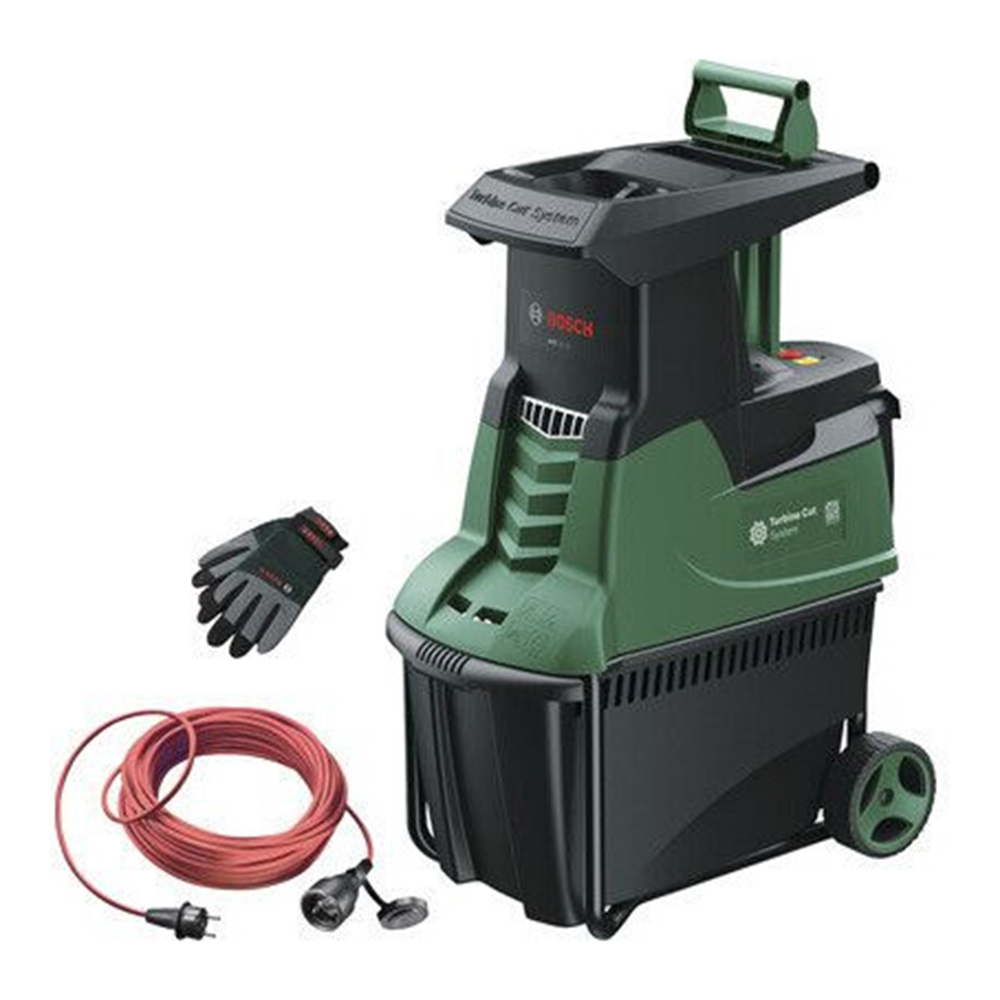 BOSCH tiha sjeckalica vrtnog otpada AXT 25 TC + kabel 25m + rukavice