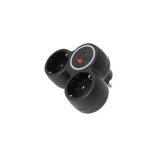 COMMEL razdjelnik 3x utičnica USB 16A crni 240-803