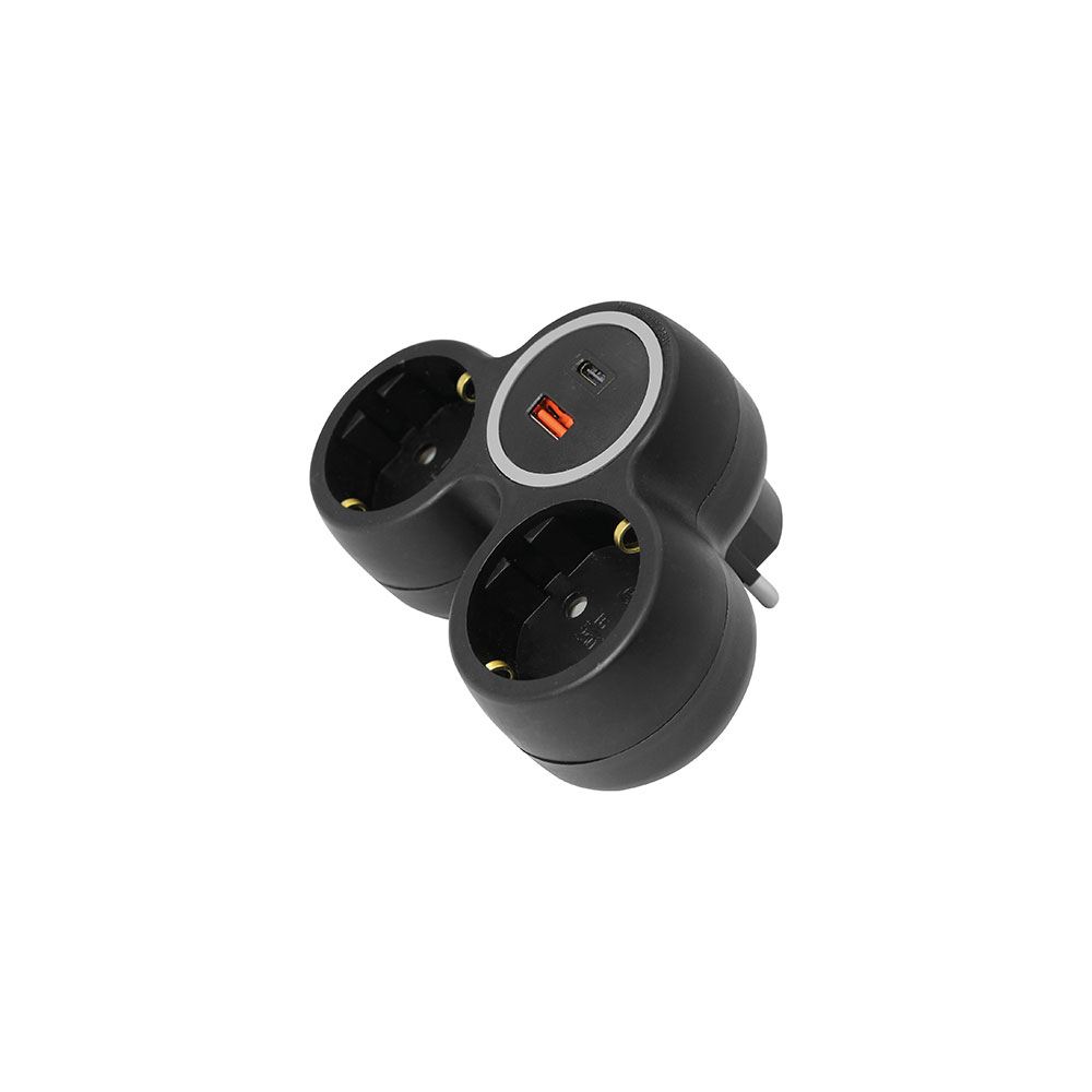 COMMEL razdjelnik 3x utičnica USB 16A crni 240-803