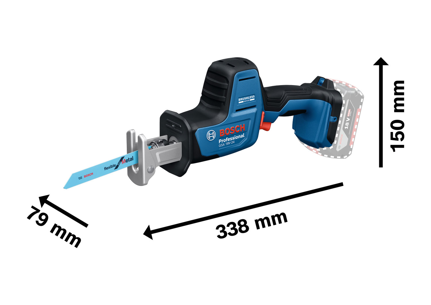 BOSCH aku sabljasta pila GSA 18V-24 18V bez baterije - Slika 2