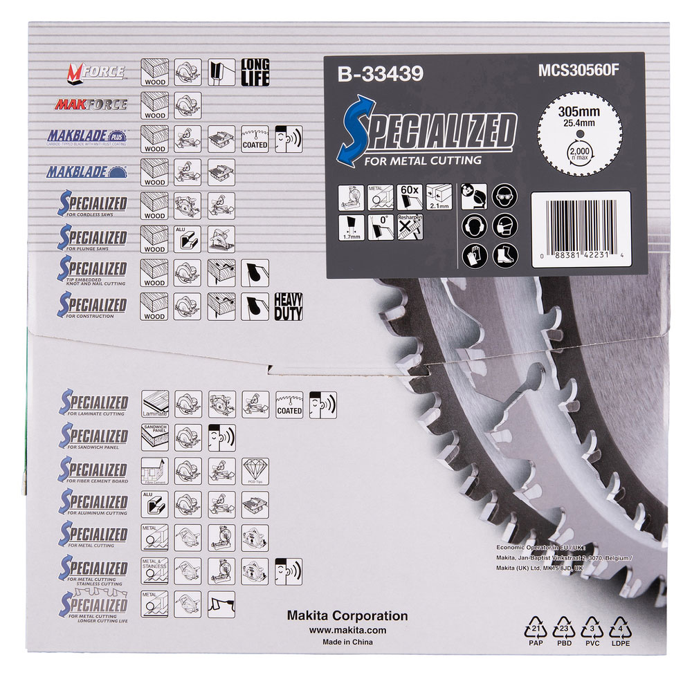 MAKITA list kružne pile za metal 305x25,4x2,1 mm, 60Z, Specialized B-33439 - Slika 3