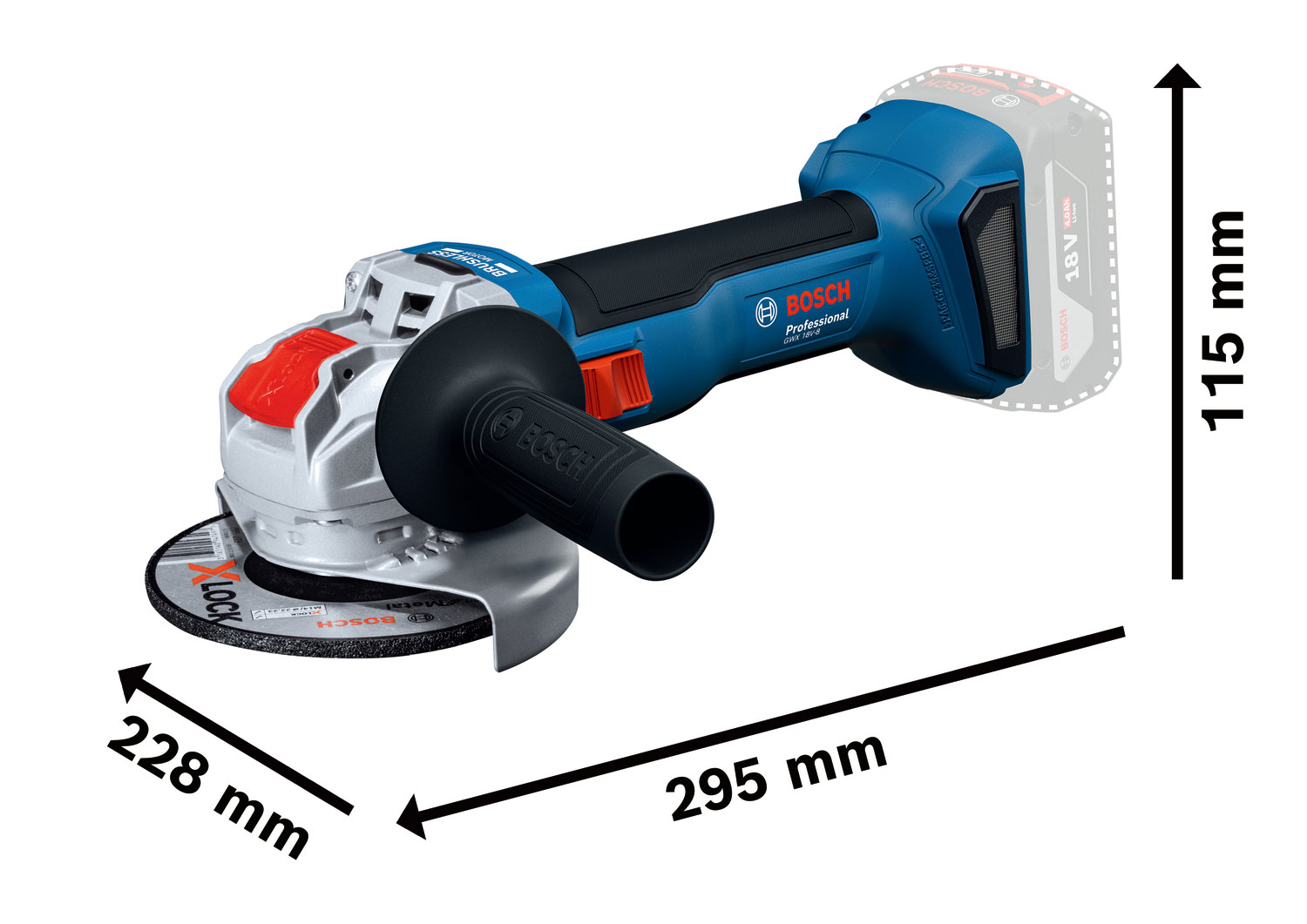 BOSCH aku kutna brusilica GWX 18V-8 18V bez baterije L-Boxx - Slika 3