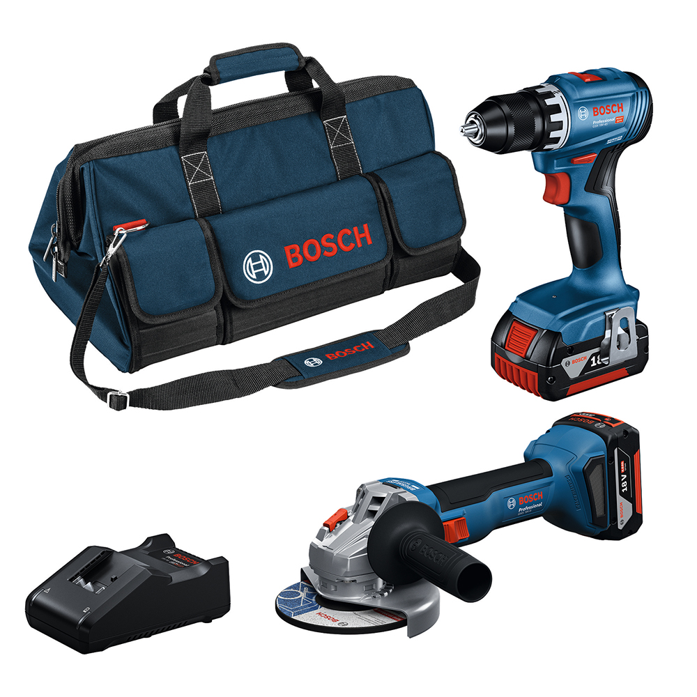 BOSCH aku set - aku bušilica GSR 18V-45 + aku brusilica GWS 18V-8 2xAku 4,0Ah torba