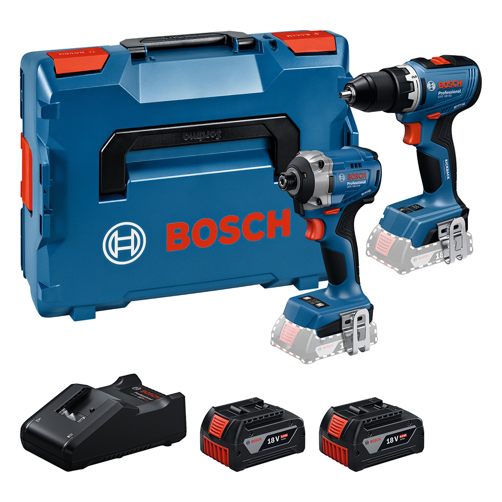 BOSCH aku set - aku bušilica GSR 18V-65 + aku stezač GDR 18V-215 2xAku 5,0Ah L-Boxx