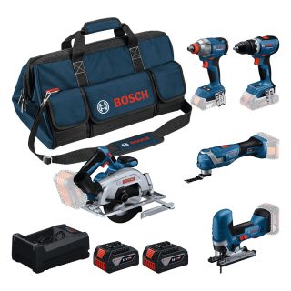 BOSCH aku set - GSR 18V-65 + GDX 18V-285 + GKS 18V-57-2 + GOP 18V-34 + GST 18V-125 S 2xAku 5,0Ah torba