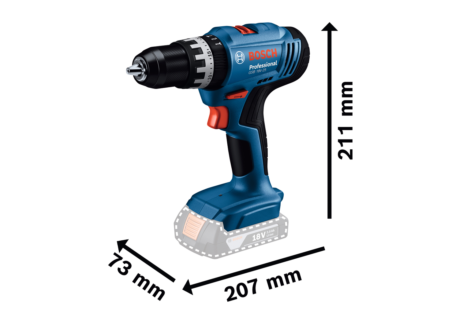 BOSCH aku udarna bušilica GSB 18V-25 18V bez baterije L-Boxx - Slika 2