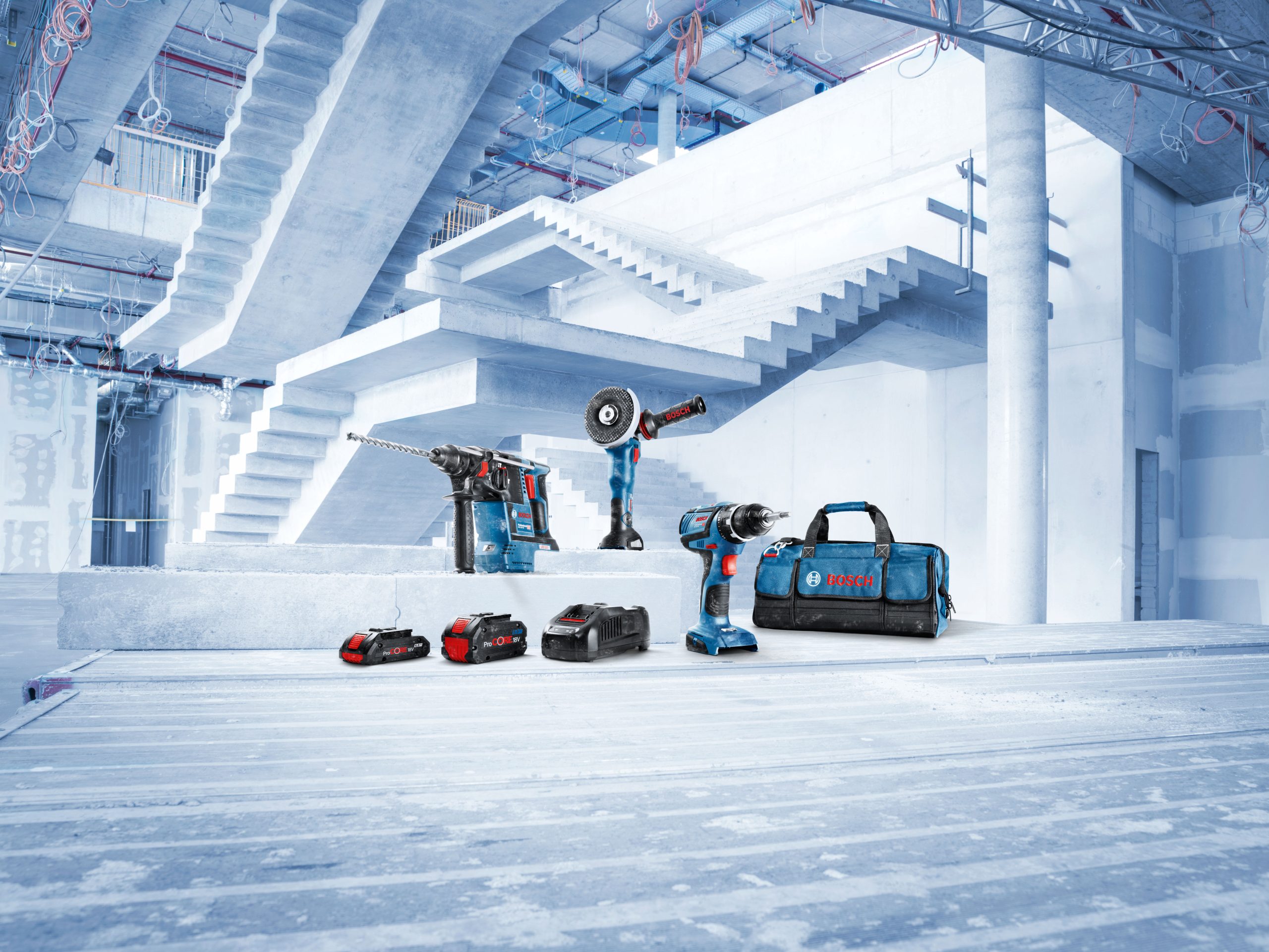 BOSCH aku set - aku bušilica GSR 18V-65 + aku bušaći čekić GBH 18V-26 + aku brusilica GWS 18V-11 2xAku 5,0Ah torba - Slika 2