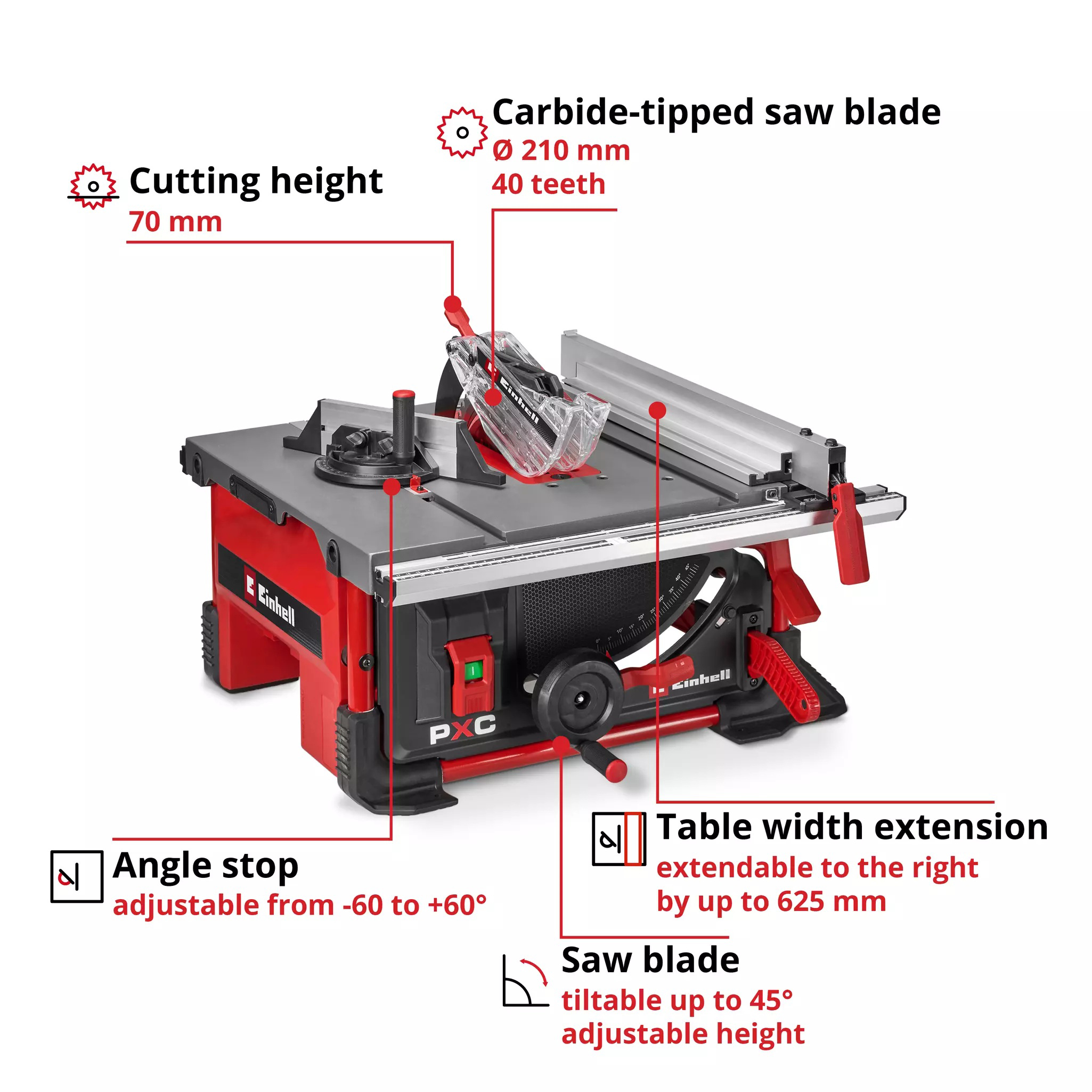 EINHELL aku stolna kružna pila TE-TS 36/8 T Li PXC 18+18V bez baterije - Slika 3