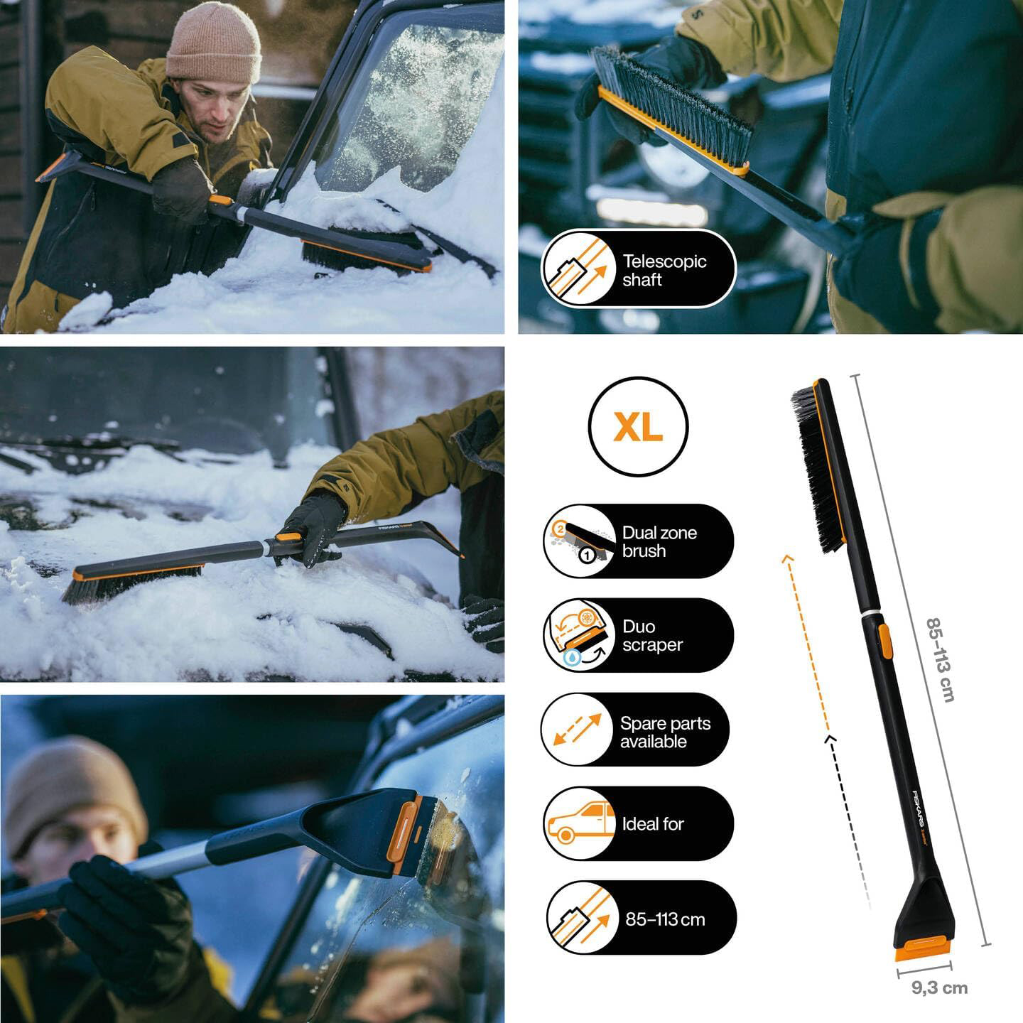 FISKARS strugač leda i snijega za autostakla teleskop 880mm X-series 1078493 - Slika 5