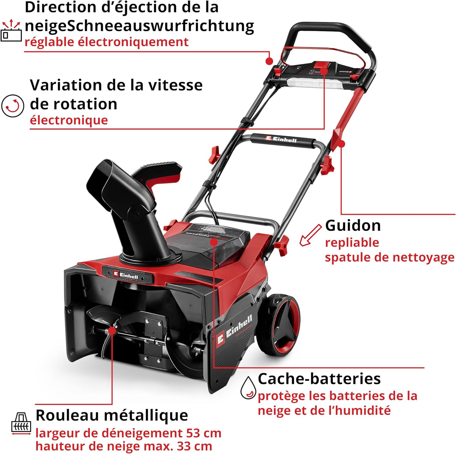 EINHELL aku freza za snijeg GP-ST 36/53 Li E BL PXC 18+18V bez baterije - Slika 2