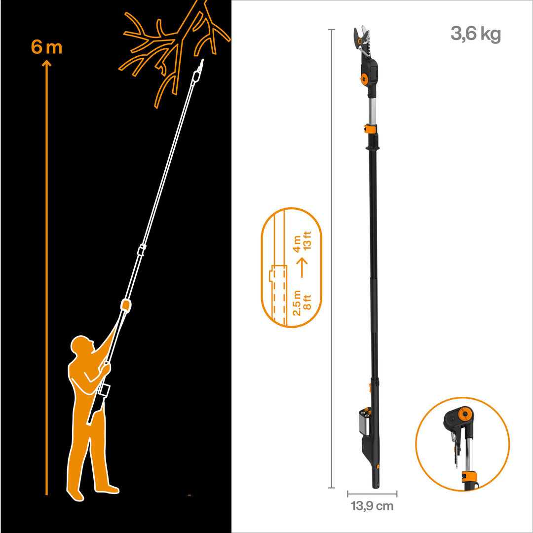 FISKARS aku teleskopske škare za grane eTree Pruner 12+12V bez baterije - Slika 2