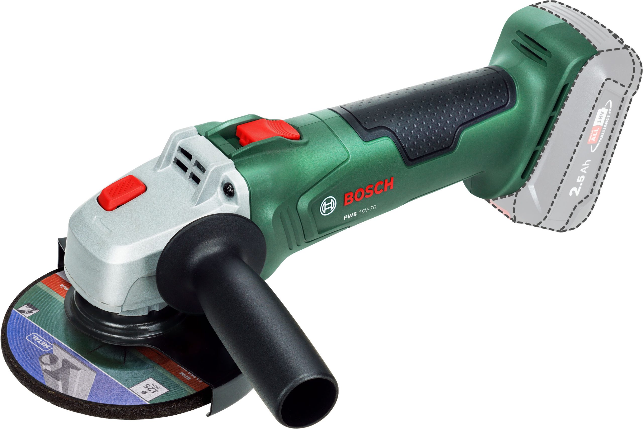 BOSCH aku kutna brusilica PWS 18V- 70 18V bez baterije - Slika 2