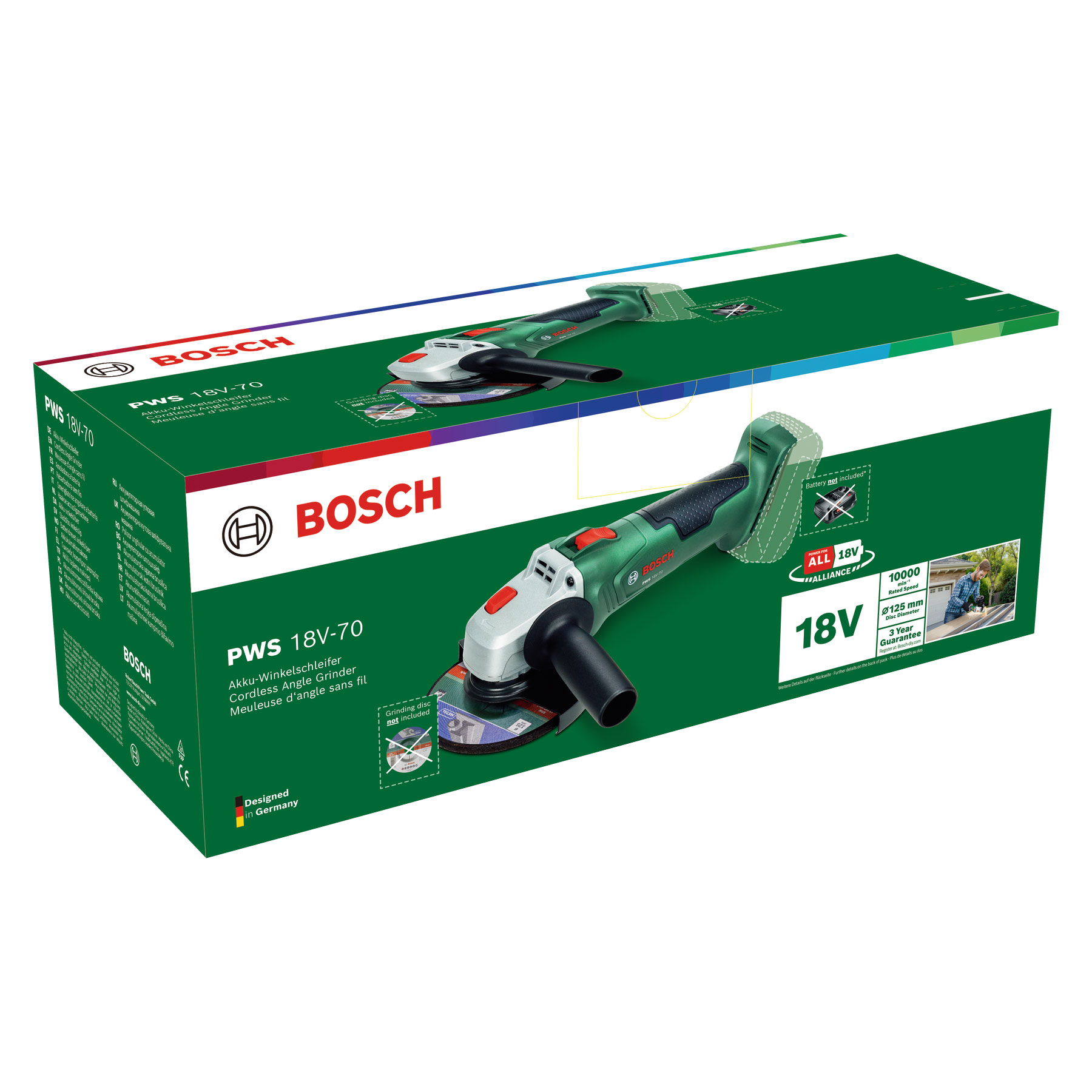 BOSCH aku kutna brusilica PWS 18V- 70 18V bez baterije - Slika 3