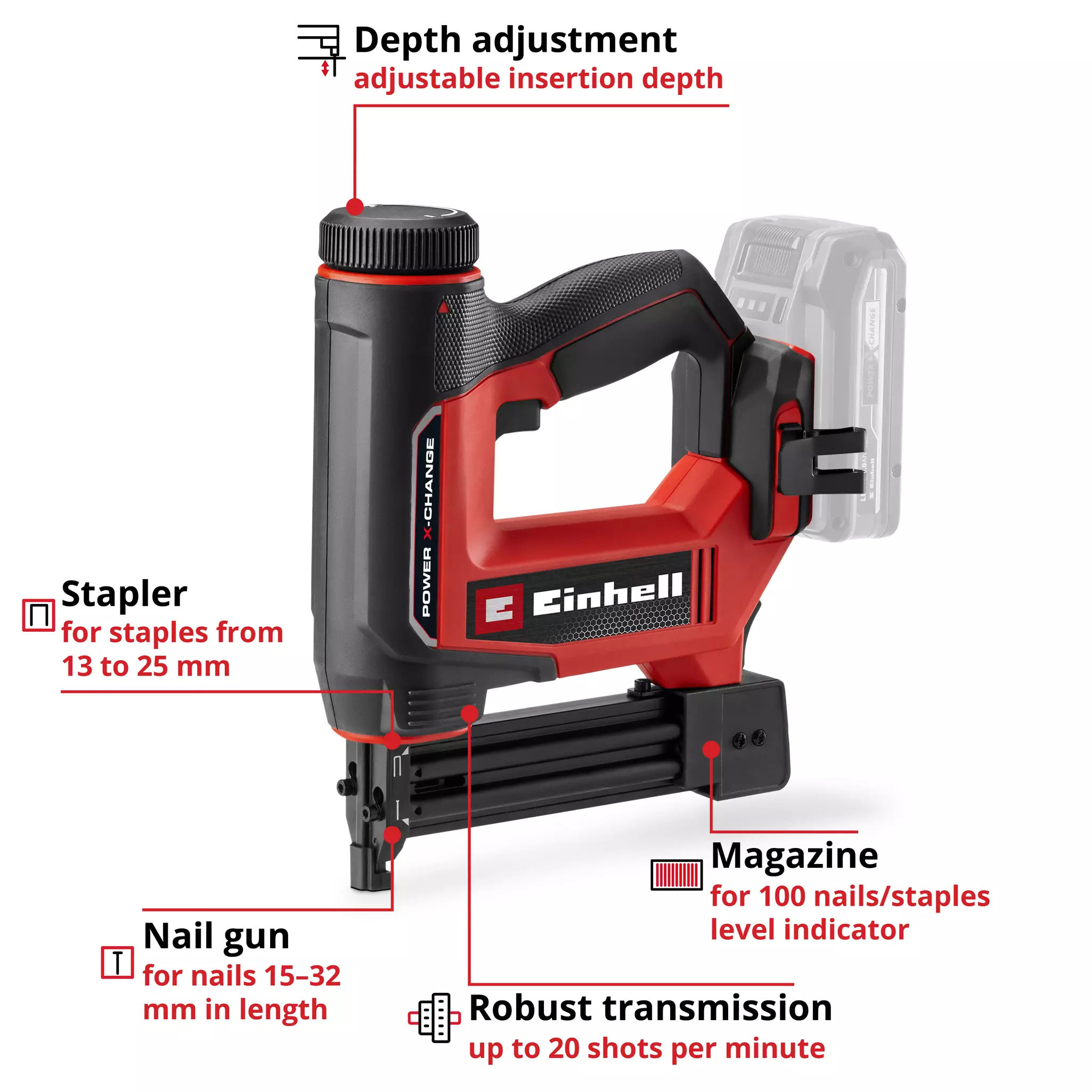 EINHELL aku klamerica TE-CN 18/32 Li PXC 18V bez baterije - Slika 2