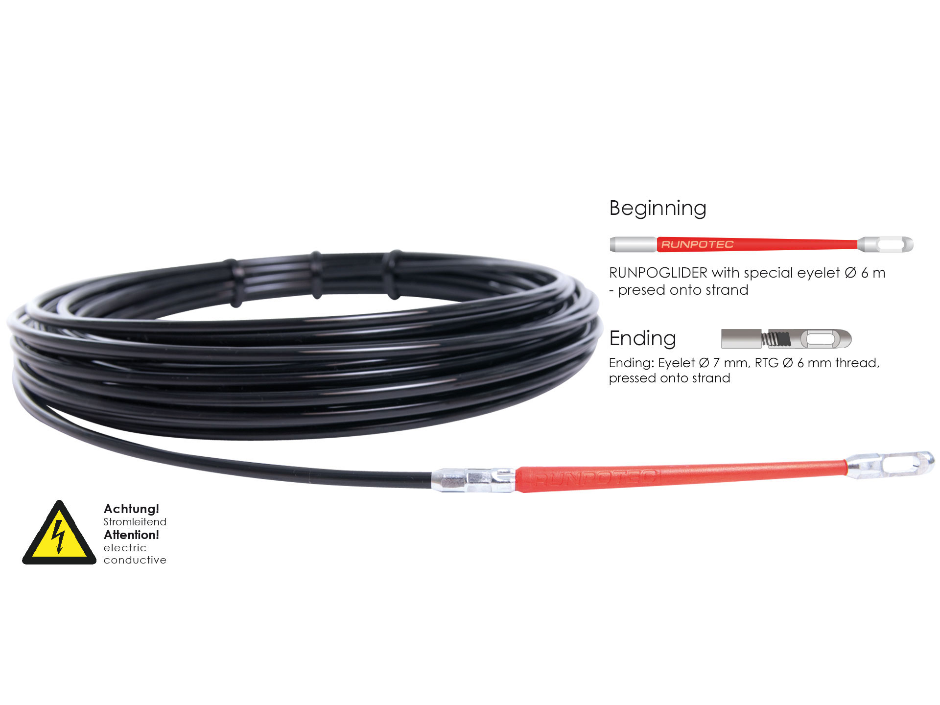 RUNPOTEC plastična sajla za provlačenje kabela, RP1, 5 m - Slika 2
