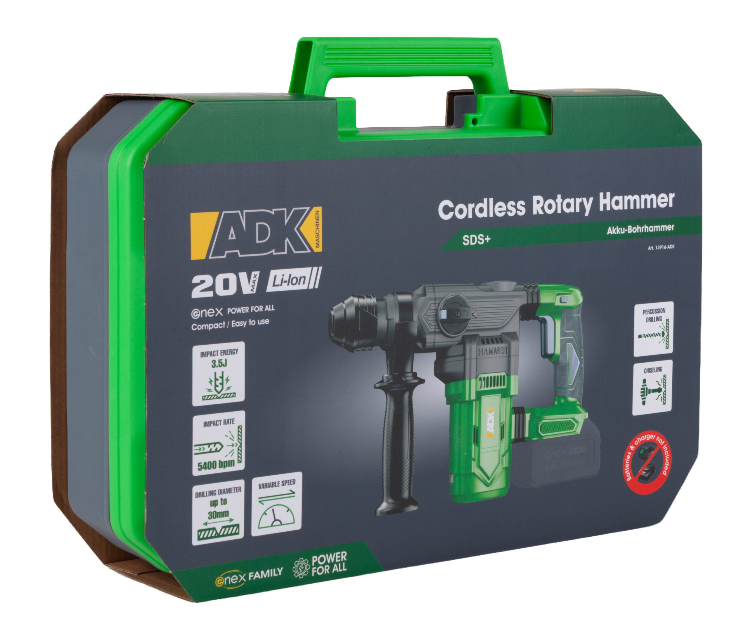 ADK aku bušaći čekić SF4E202 Enex 20V bez baterije kovčeg - Slika 7
