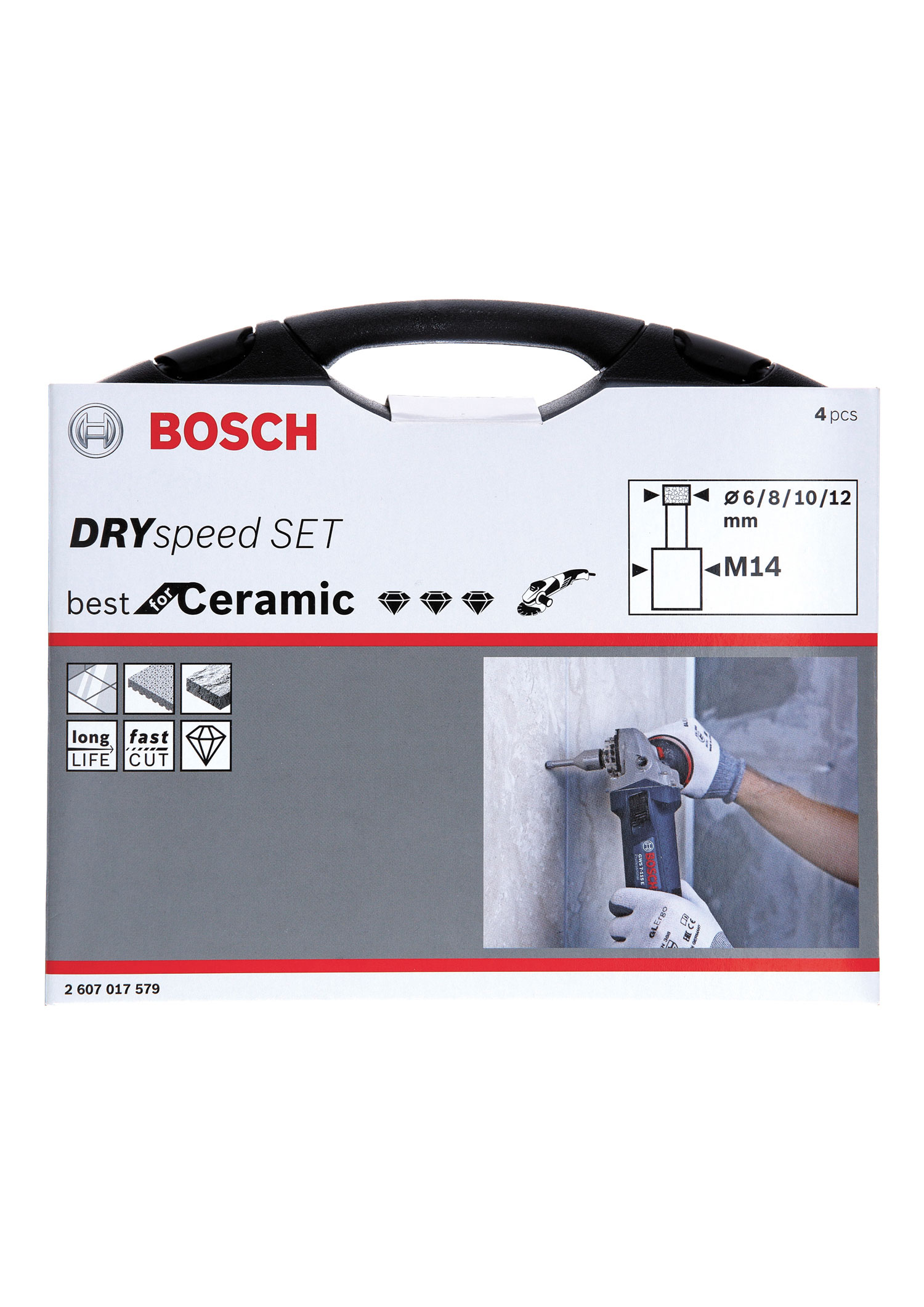 BOSCH set dijamantnih krunskih svrdala PRO Ceramic dry M14, 6x30/12x30 mm, 4 kom - Slika 2