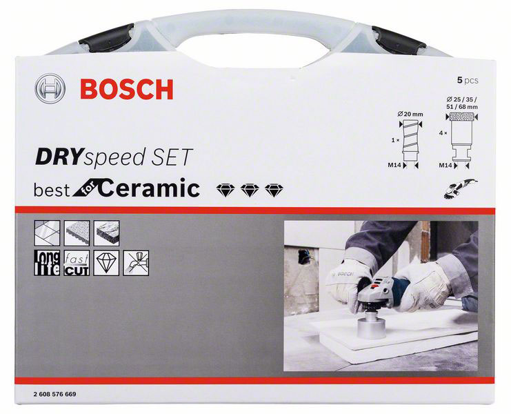BOSCH set dijamantnih krunskih svrdala PRO Ceramic dry M14, 68x33/20x30 mm, 5 kom - Slika 2