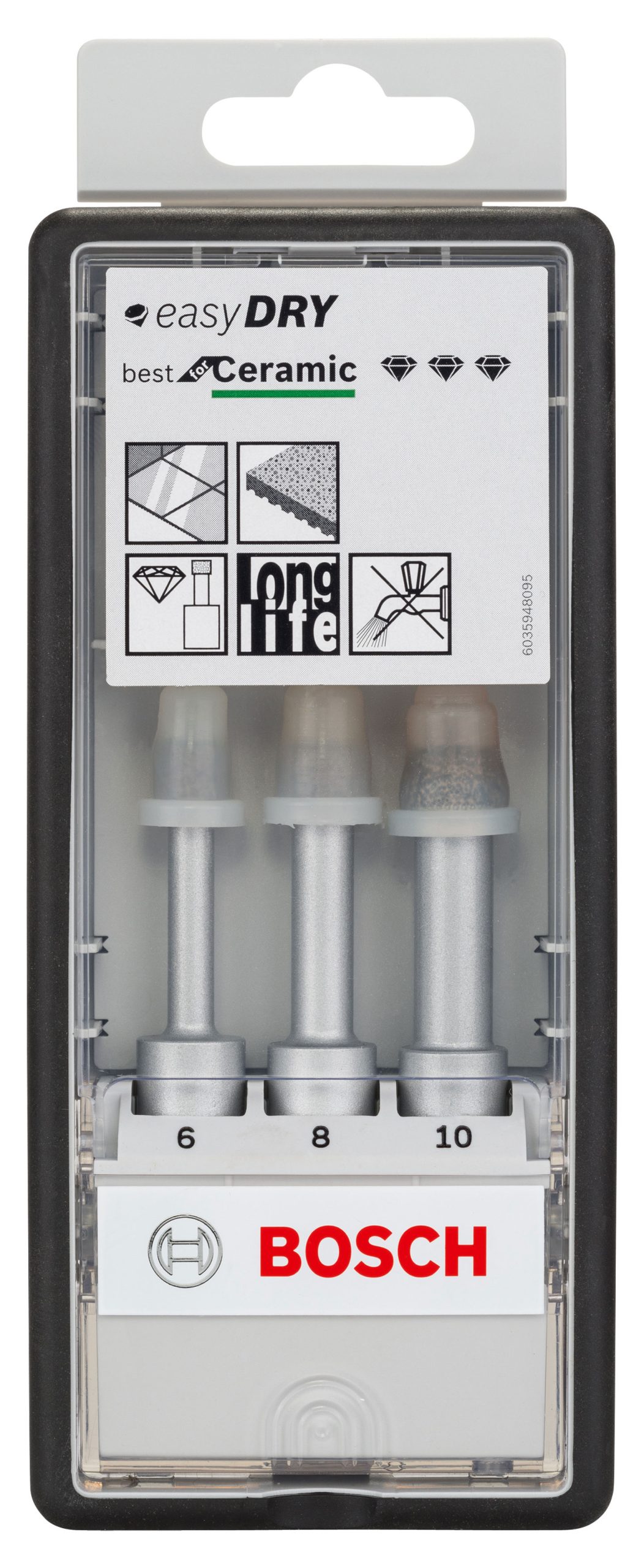 BOSCH set dijamantnih svrdla za keramiku PRO Ceramic dry, 6x33/10x33 mm, 3 kom - Slika 2