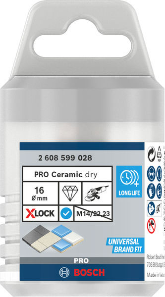 BOSCH dijamantno krunsko svrdlo za keramiku PRO Ceramic dry X-Lock, 16x30 mm - Slika 2