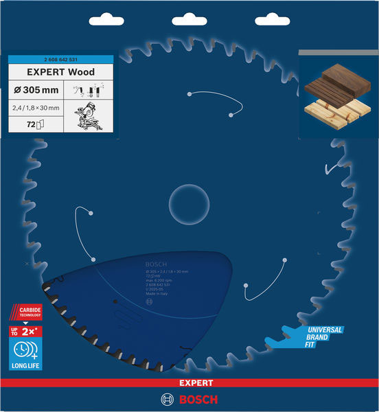 BOSCH list kružne pile za drvo 305x30x2,4 mm, 72Z, Expert Wood Circular - Slika 2
