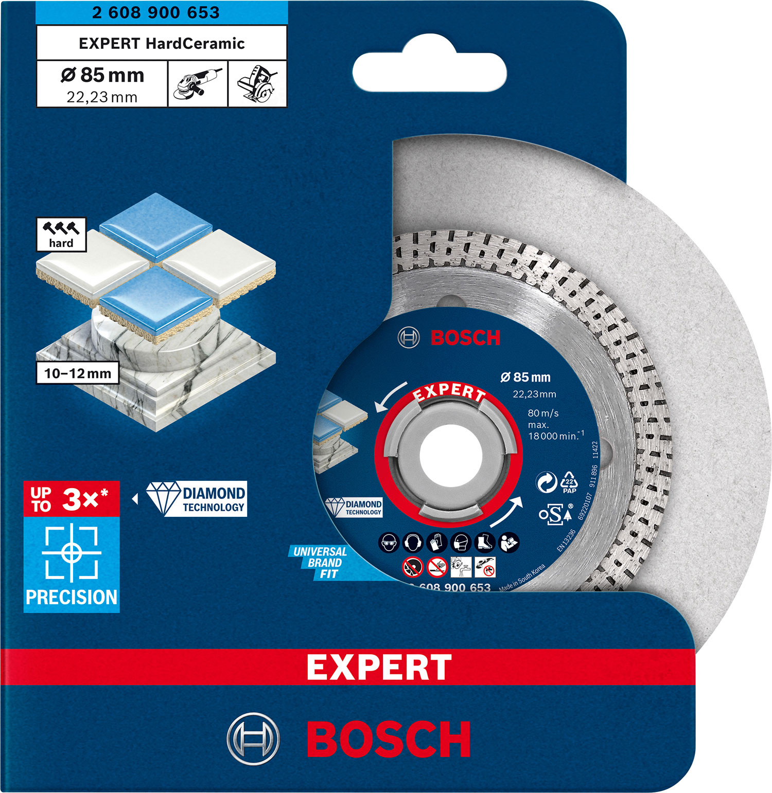 BOSCH dijamantna rezna ploča za kerakiku/kamen EXPERT HardCeramic 85×22,23 mm - Slika 2