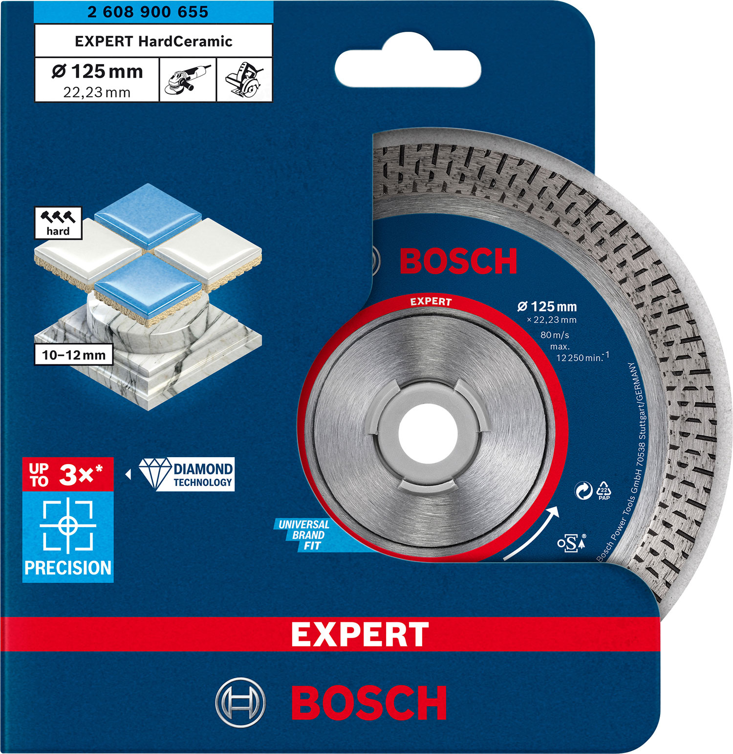 BOSCH dijamantna rezna ploča za kerakiku/kamen EXPERT HardCeramic 125×22,23 mm - Slika 2