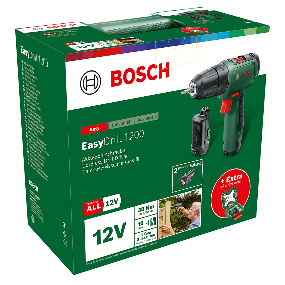 BOSCH aku bušilica-izvijač EasyDrill 1200 12V 1,5Ah kovčeg + 34 dj. set pribora - Slika 2