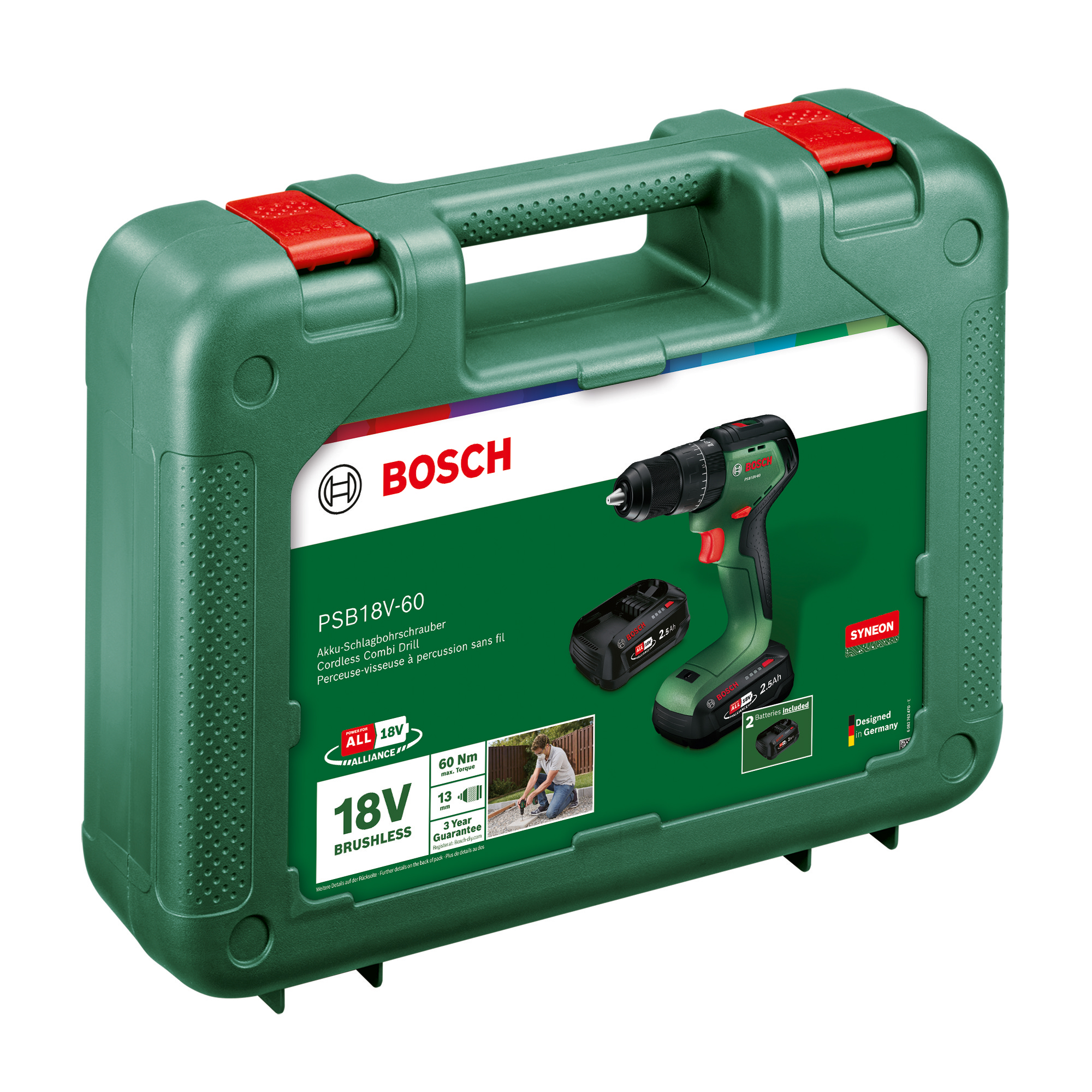BOSCH aku udarna bušilica-odvijač PSB 18V-60 2xAku 18V 2,5/4,0Ah kovčeg - Slika 2